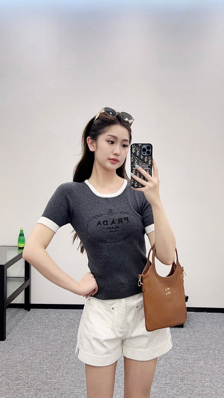 25 new product Embroidered knitted short sleeves