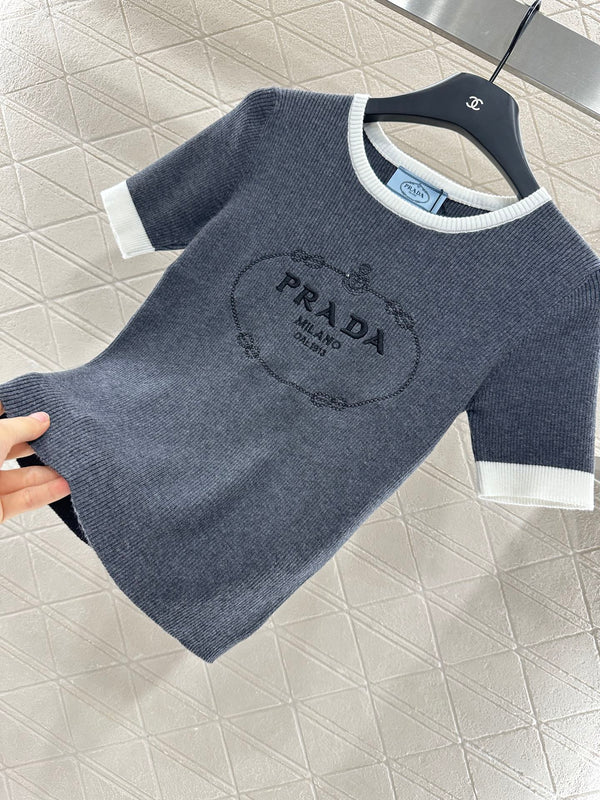 25 new product Embroidered knitted short sleeves