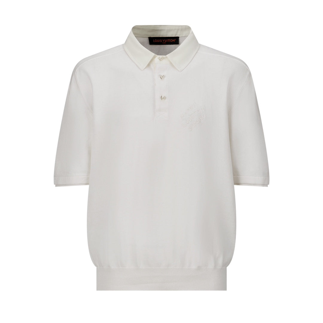 Pearl button woolen polo shirt