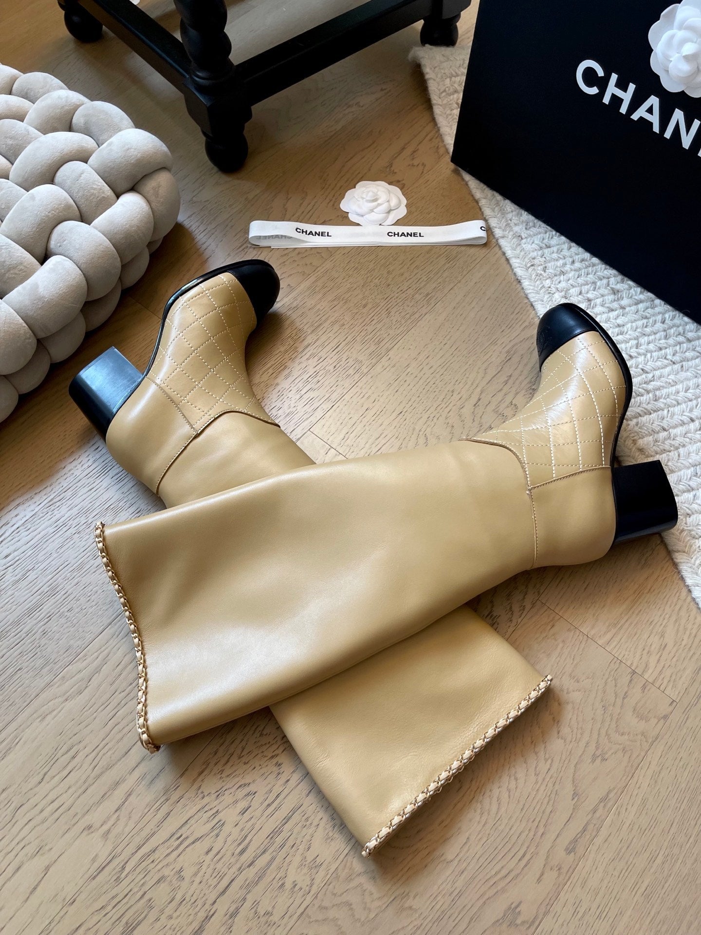 leather chunky heel boots