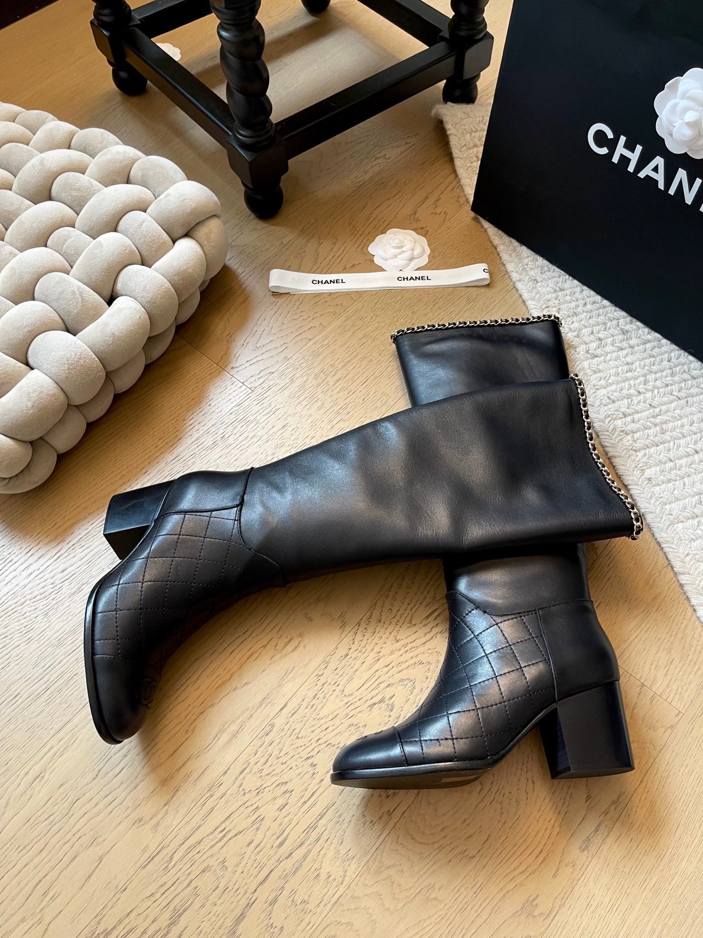 leather chunky heel boots