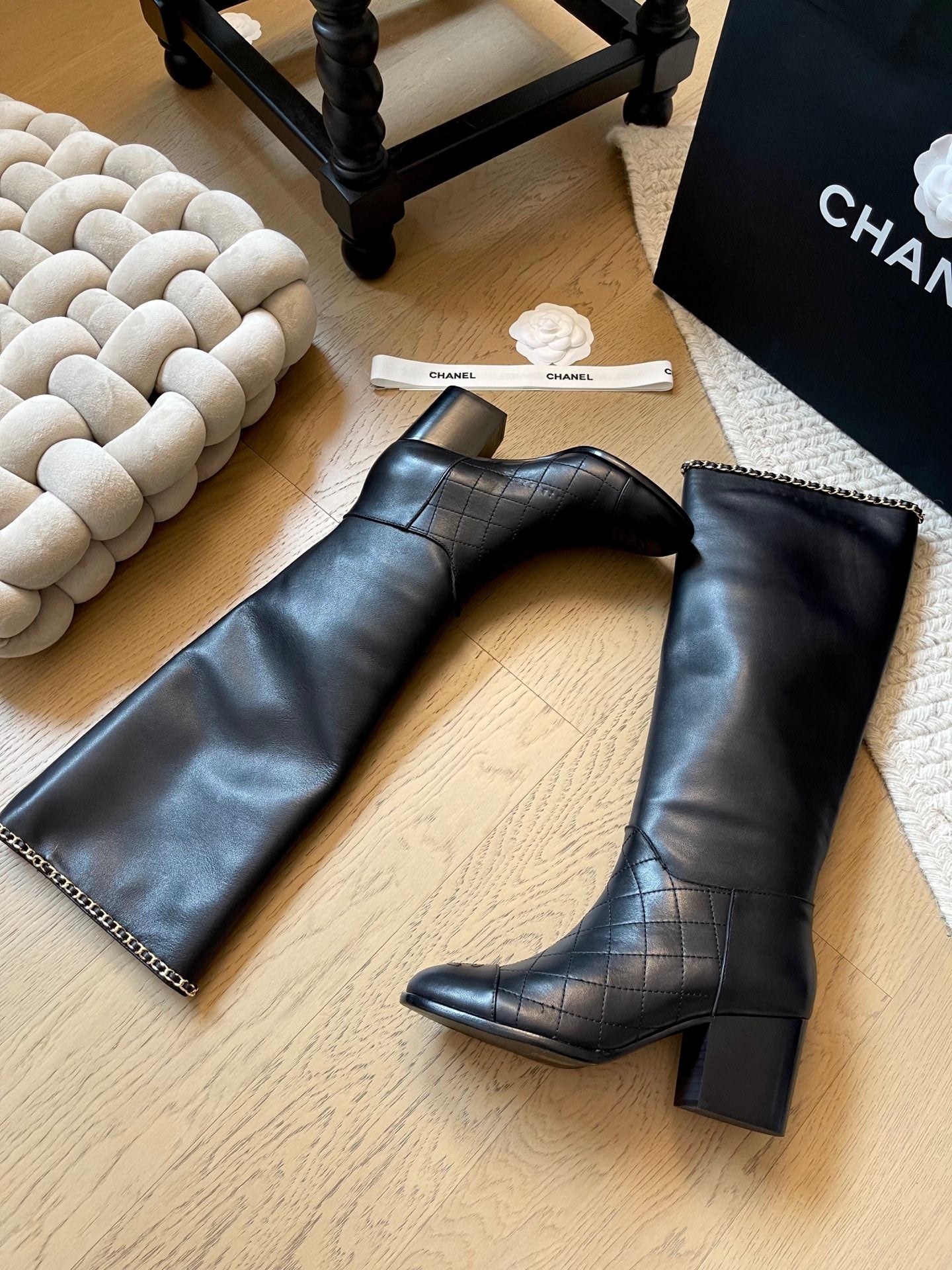 leather chunky heel boots