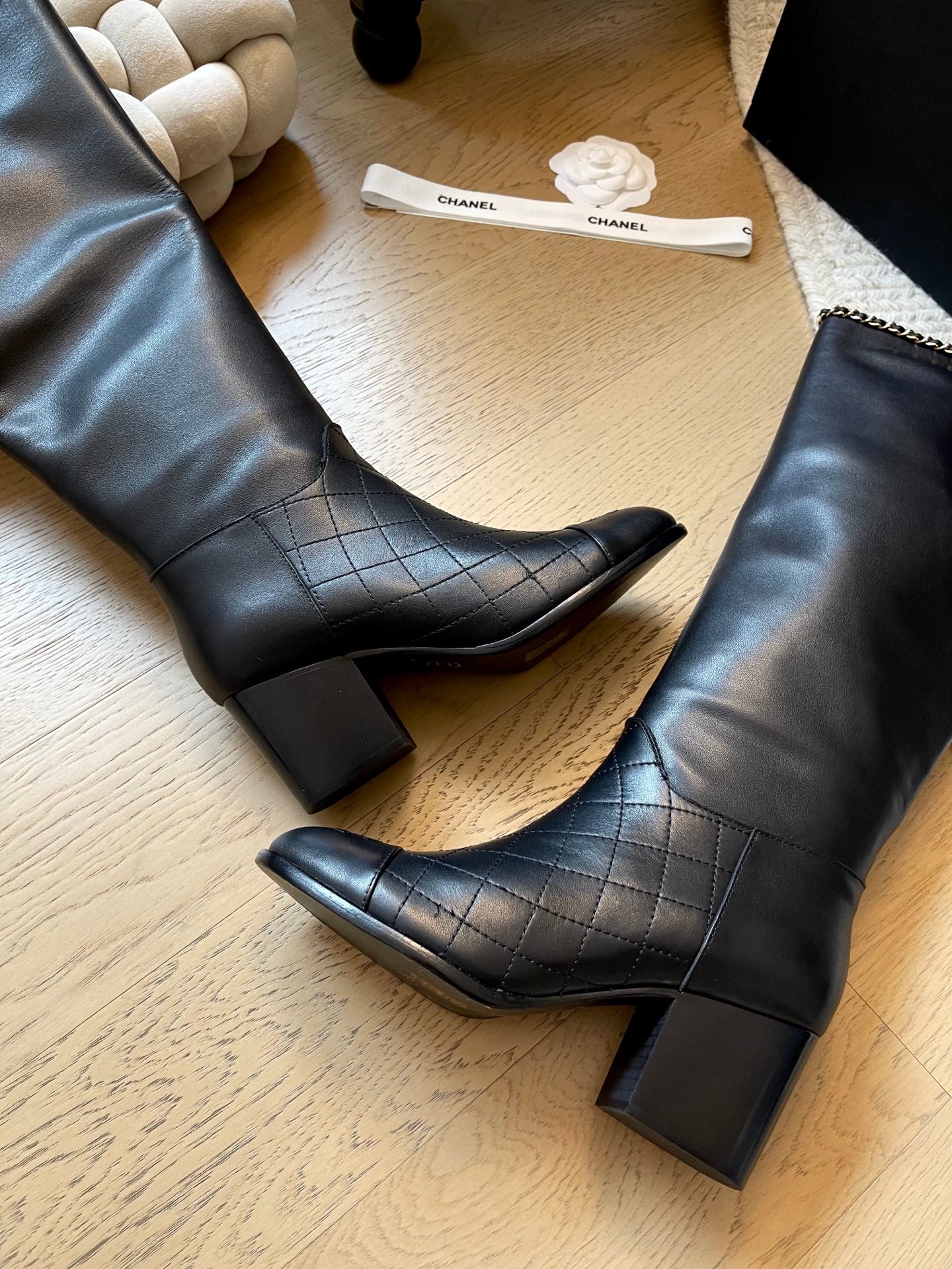 leather chunky heel boots