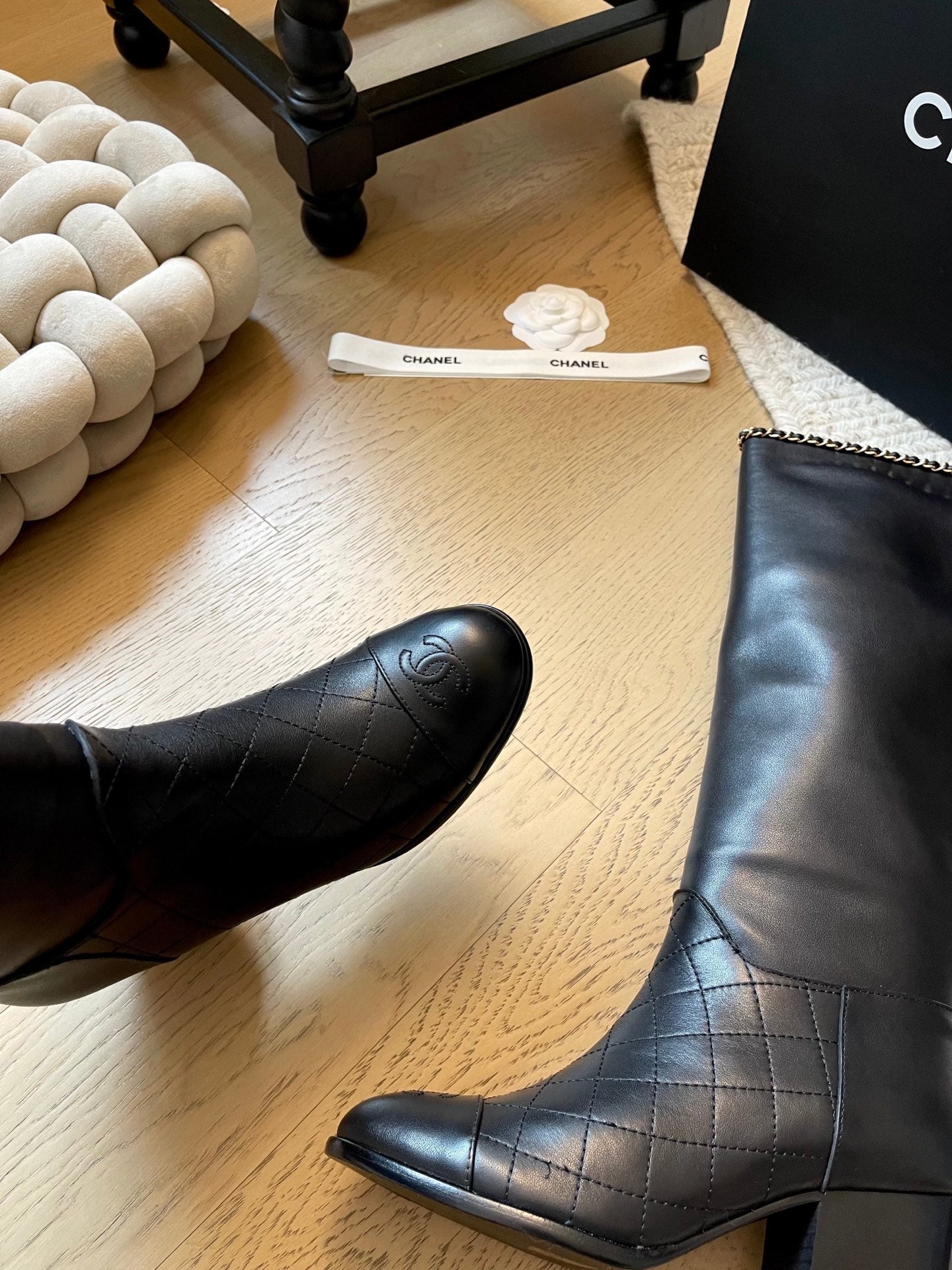 leather chunky heel boots