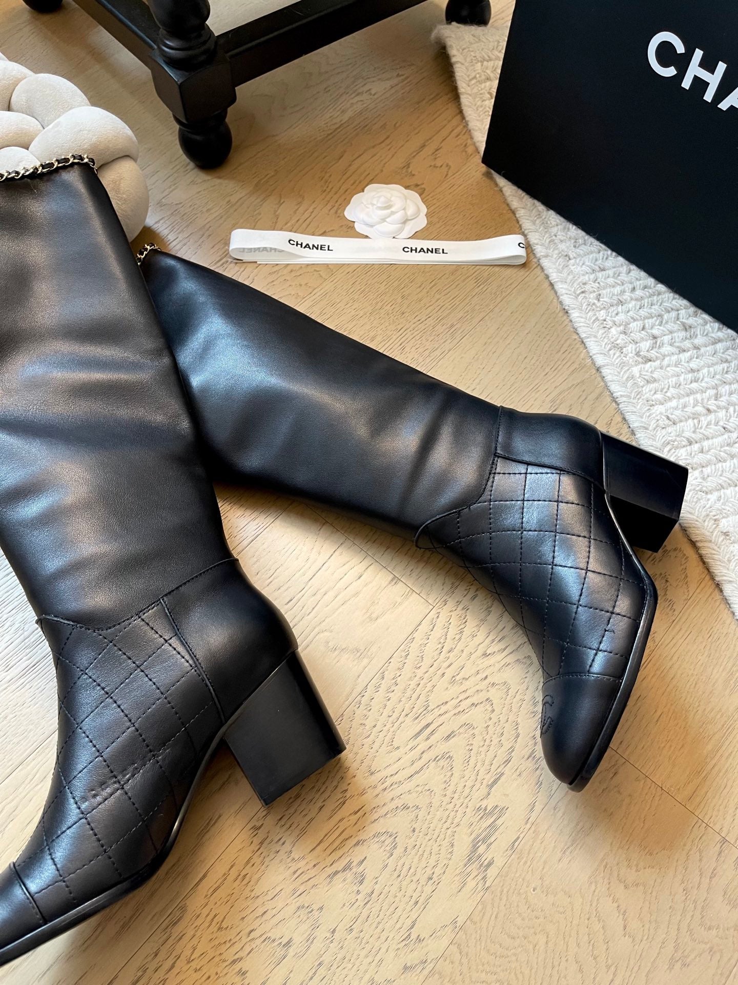 leather chunky heel boots