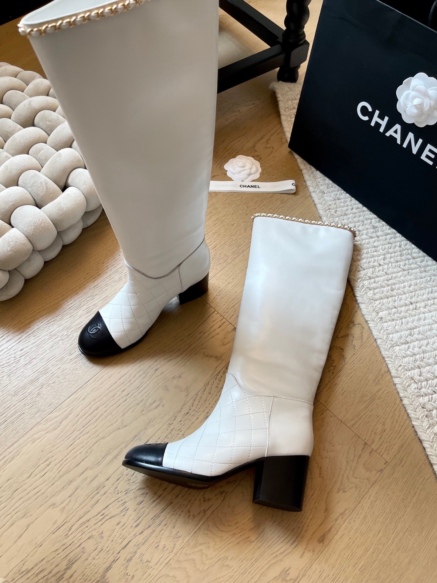 leather chunky heel boots