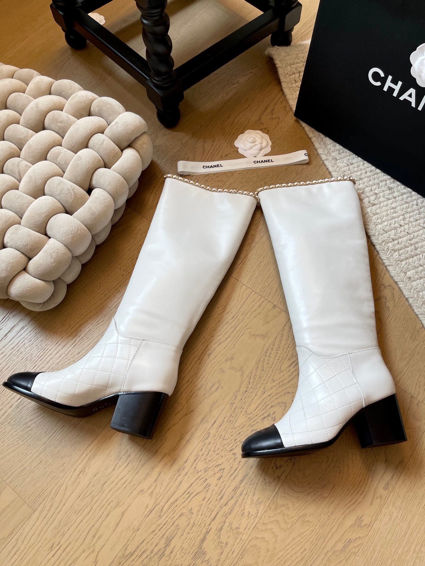 leather chunky heel boots