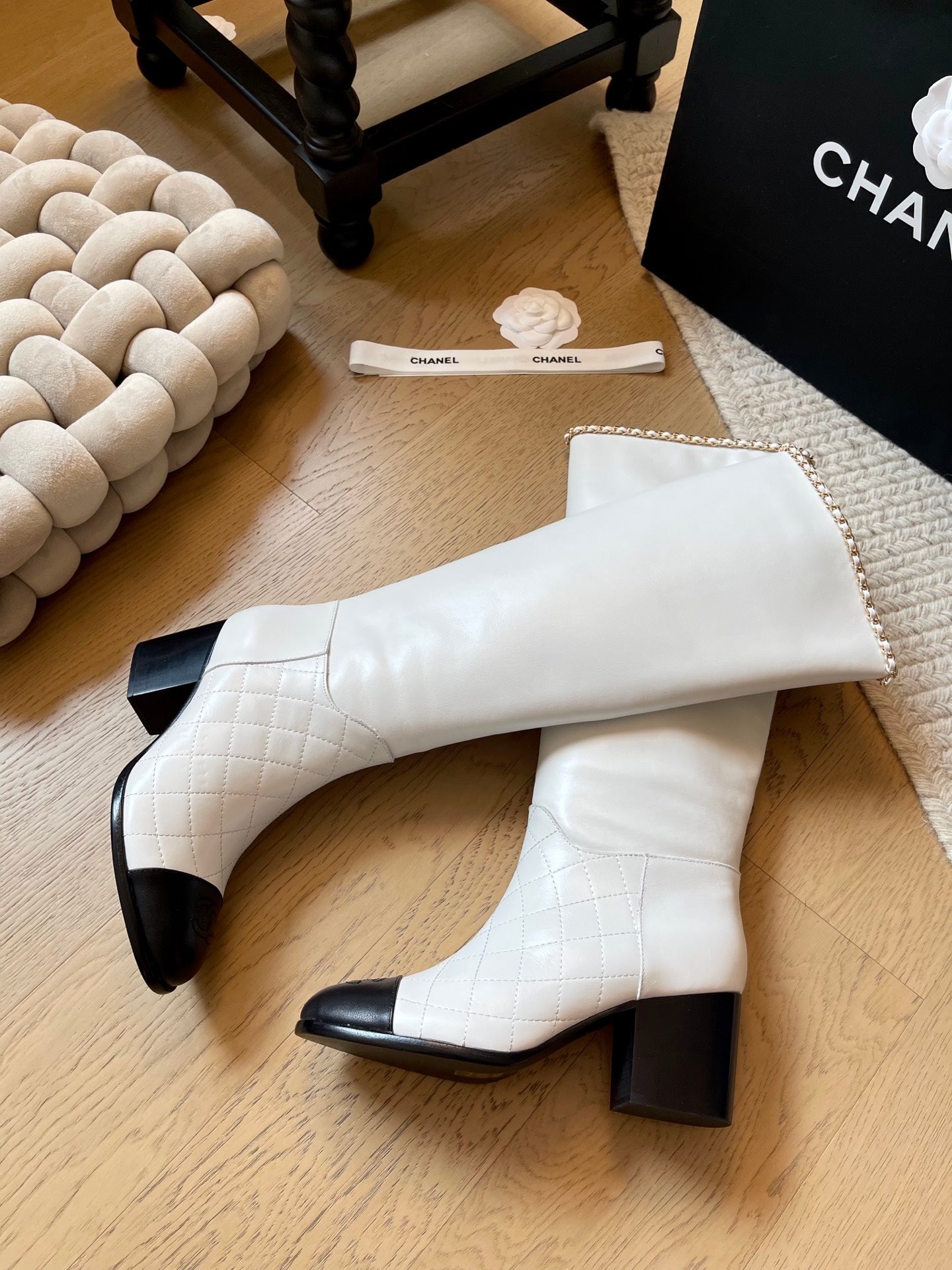 leather chunky heel boots