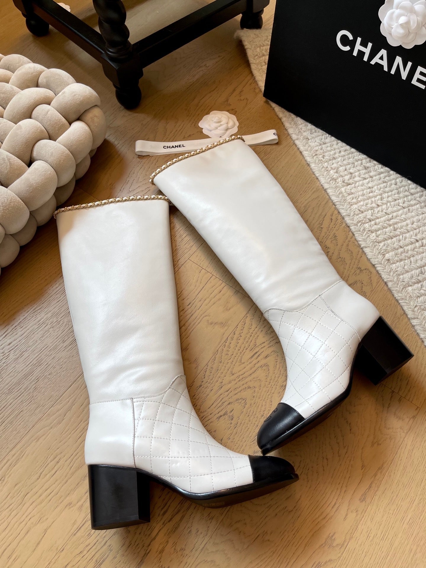 leather chunky heel boots