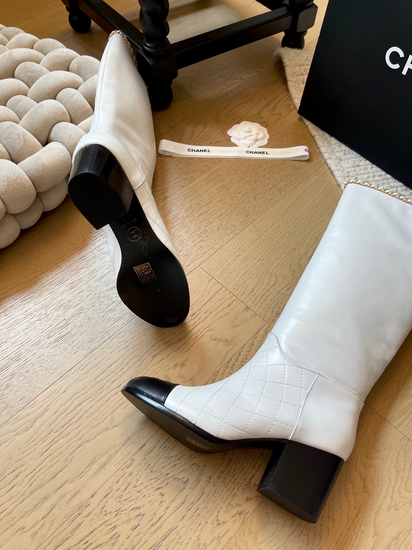 leather chunky heel boots