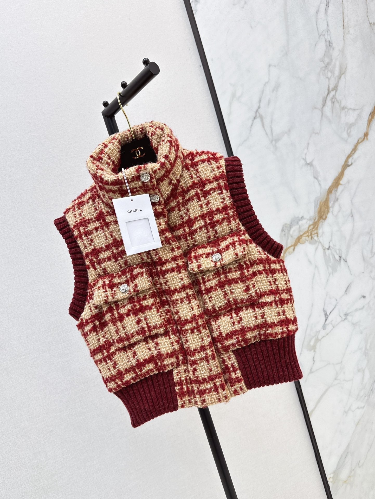 Ski Tweed Plaid Down Vest