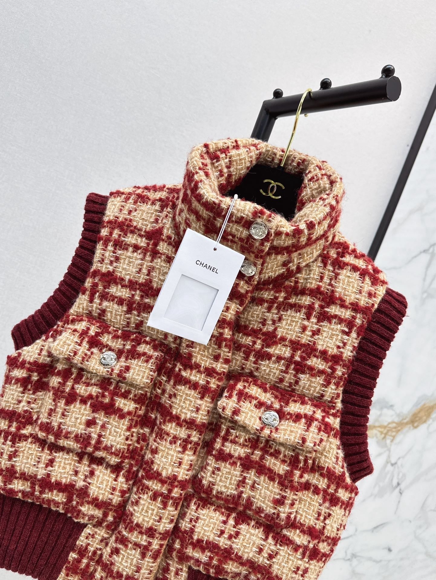 Ski Tweed Plaid Down Vest