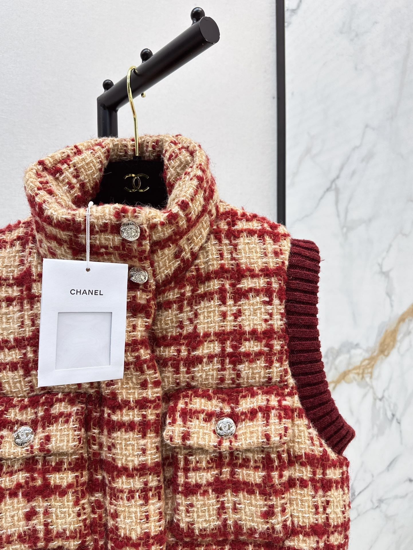 Ski Tweed Plaid Down Vest
