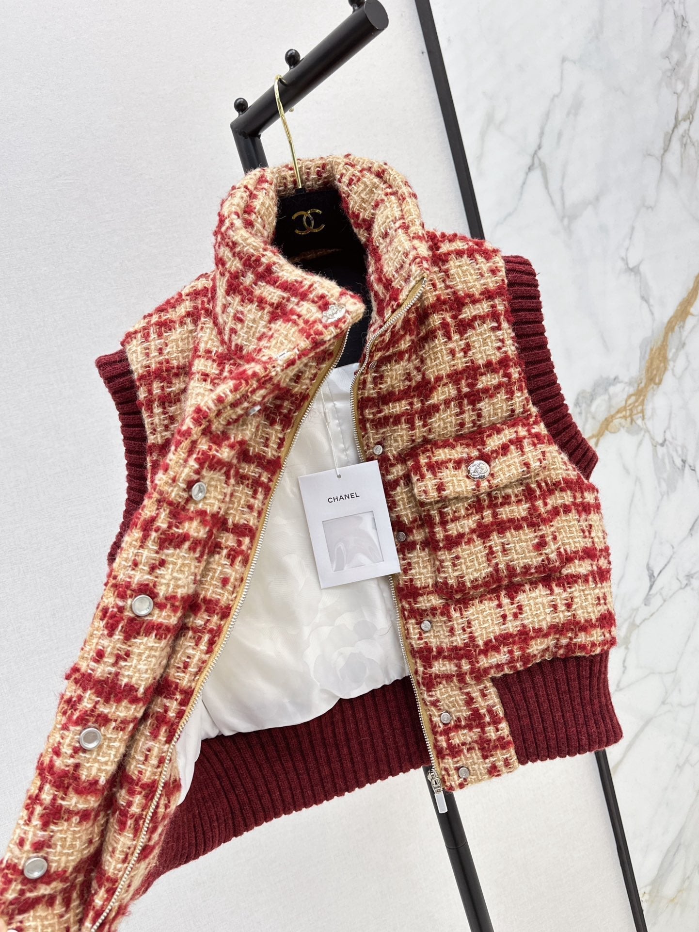 Ski Tweed Plaid Down Vest