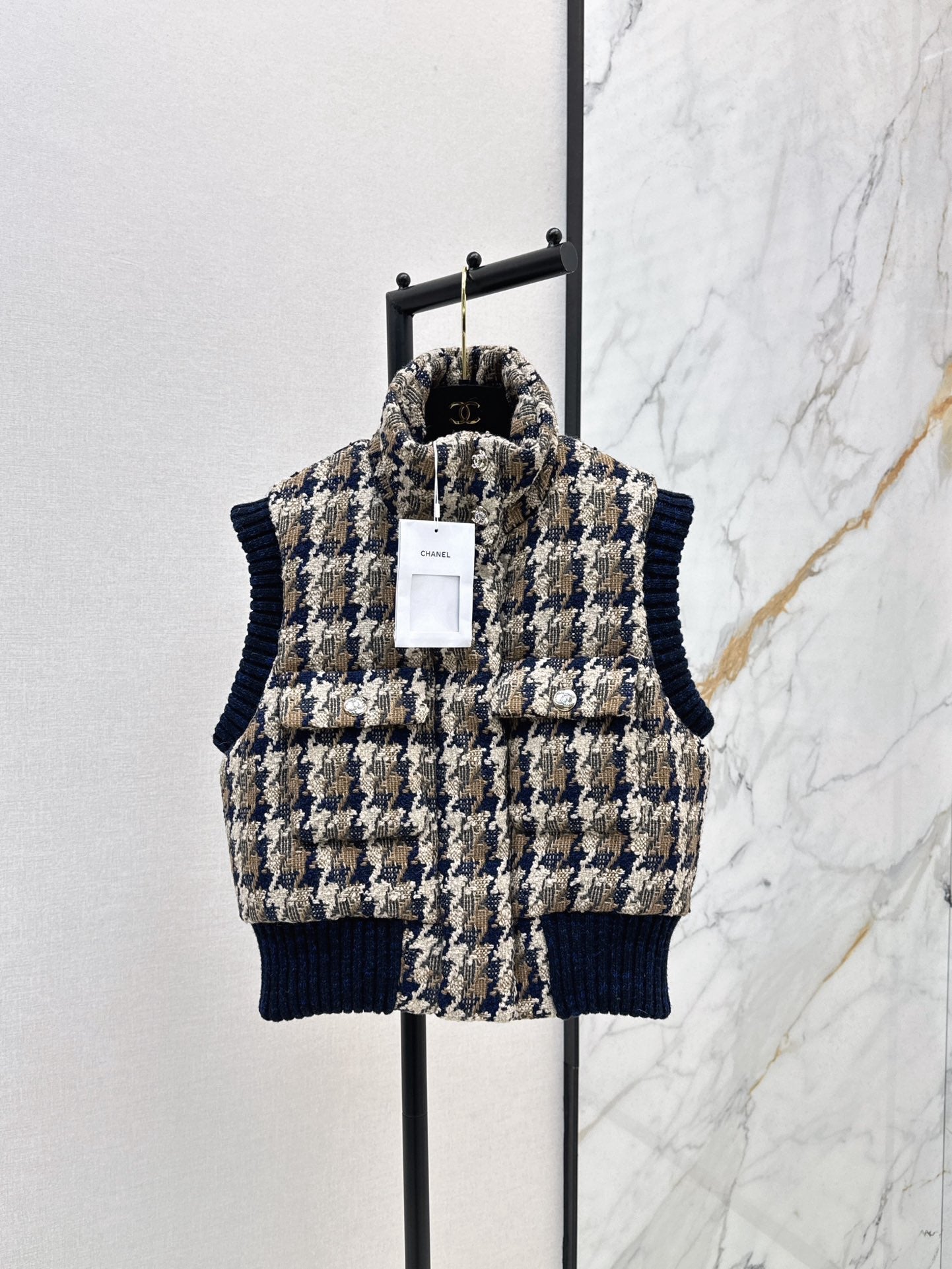 Ski Tweed Plaid Down Vest