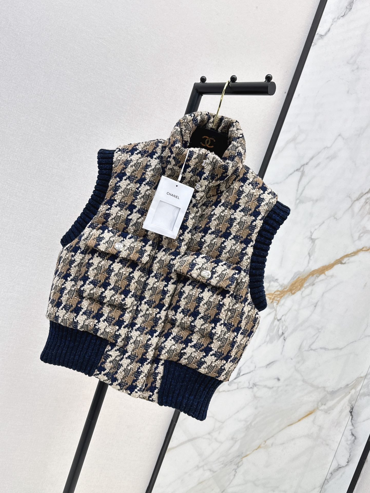 Ski Tweed Plaid Down Vest