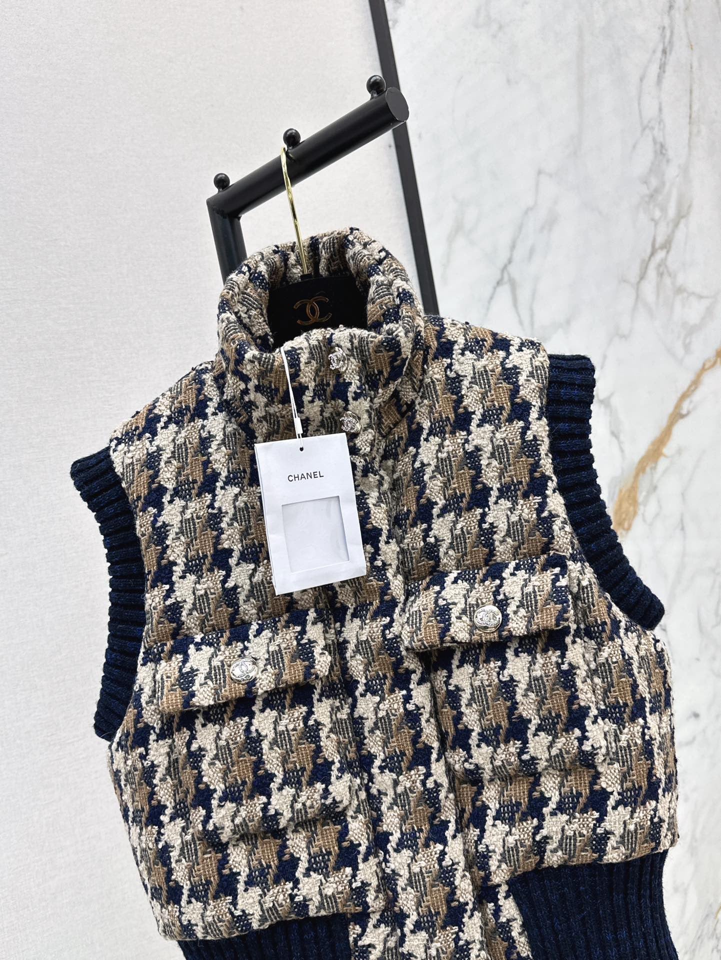 Ski Tweed Plaid Down Vest