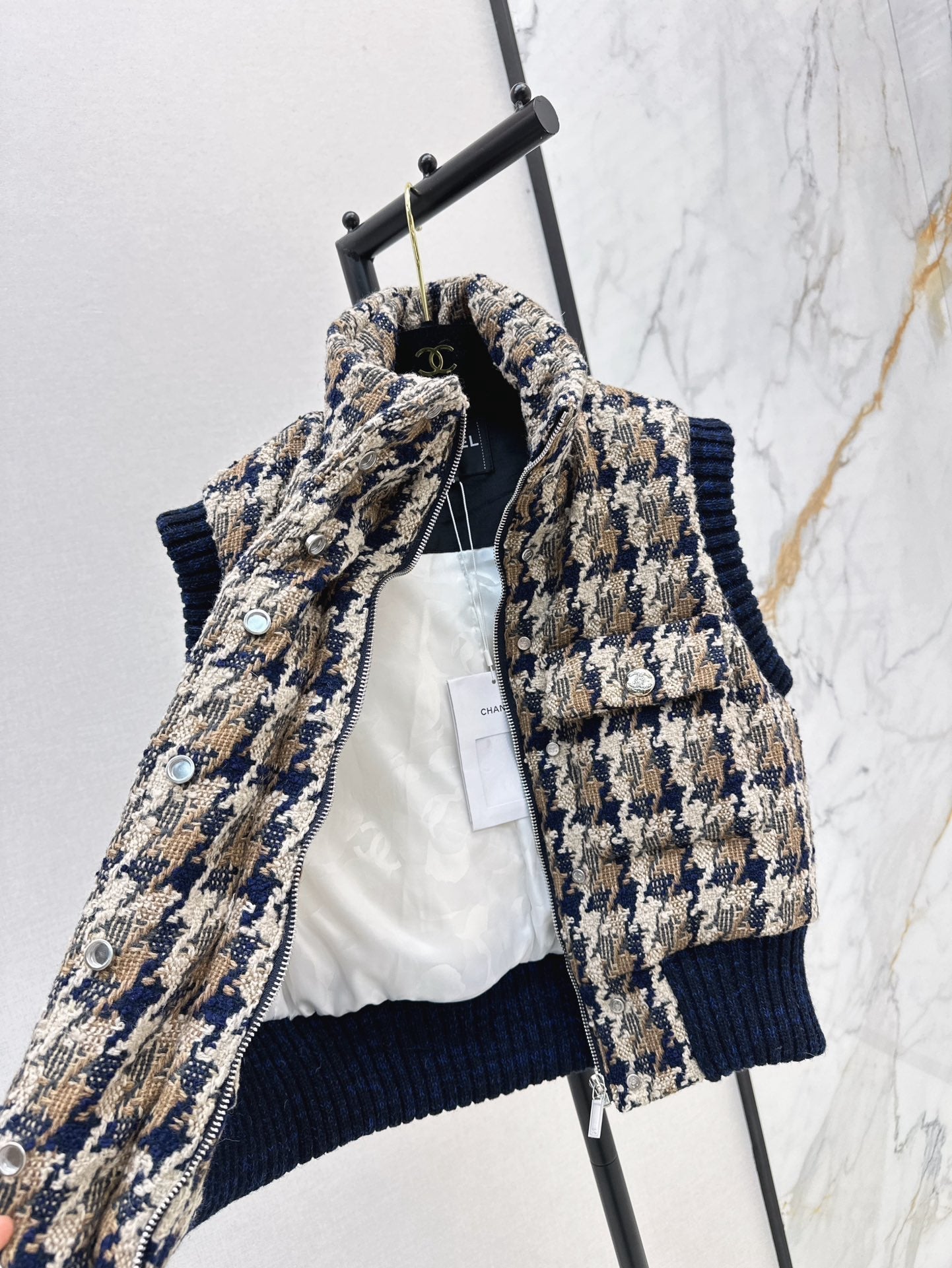 Ski Tweed Plaid Down Vest
