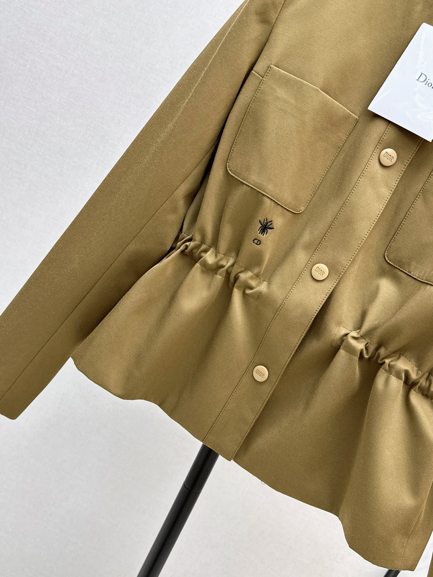 Round-neck, waisted trench coat