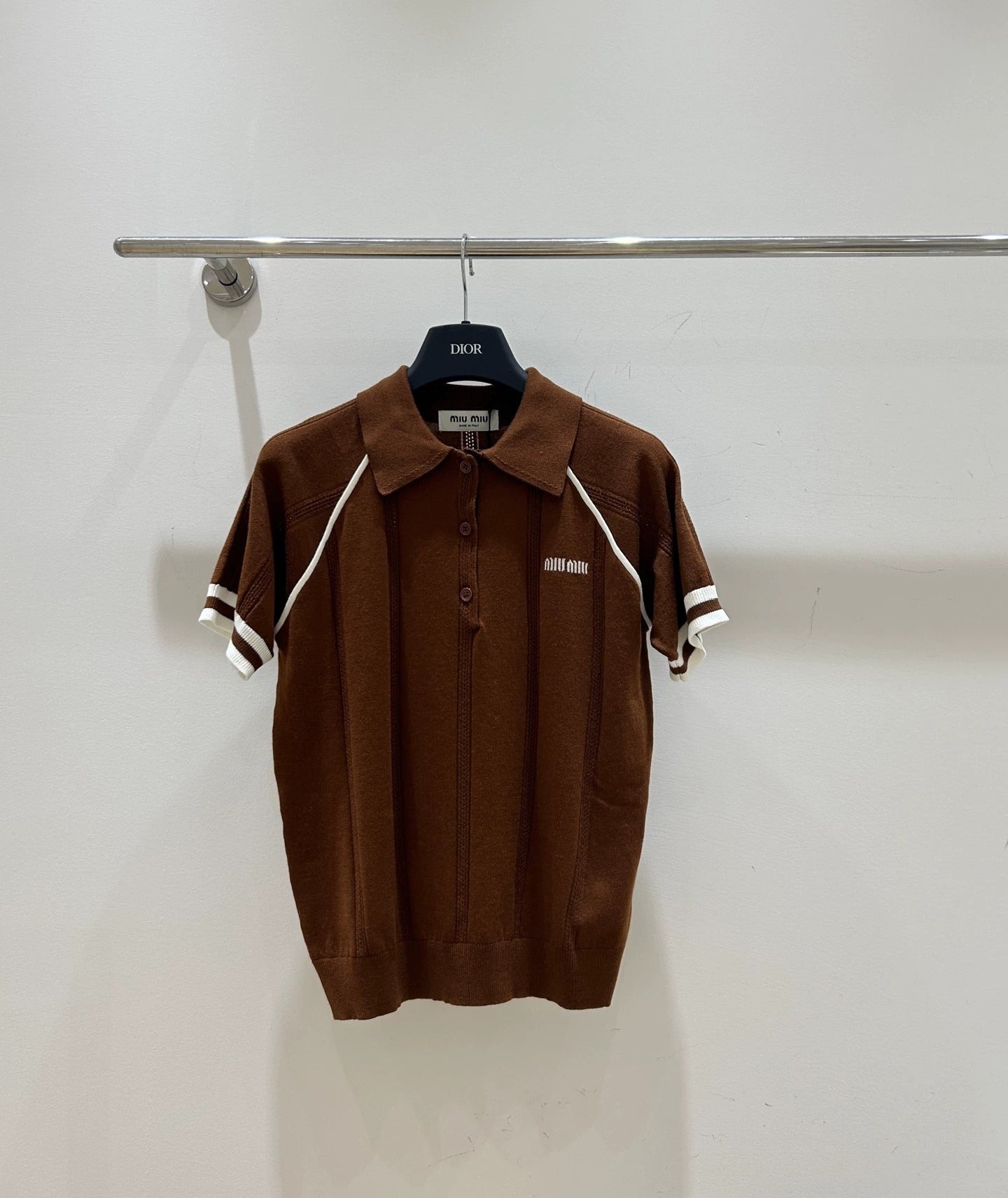 25 Summer new brown lapel knitted short sleeves