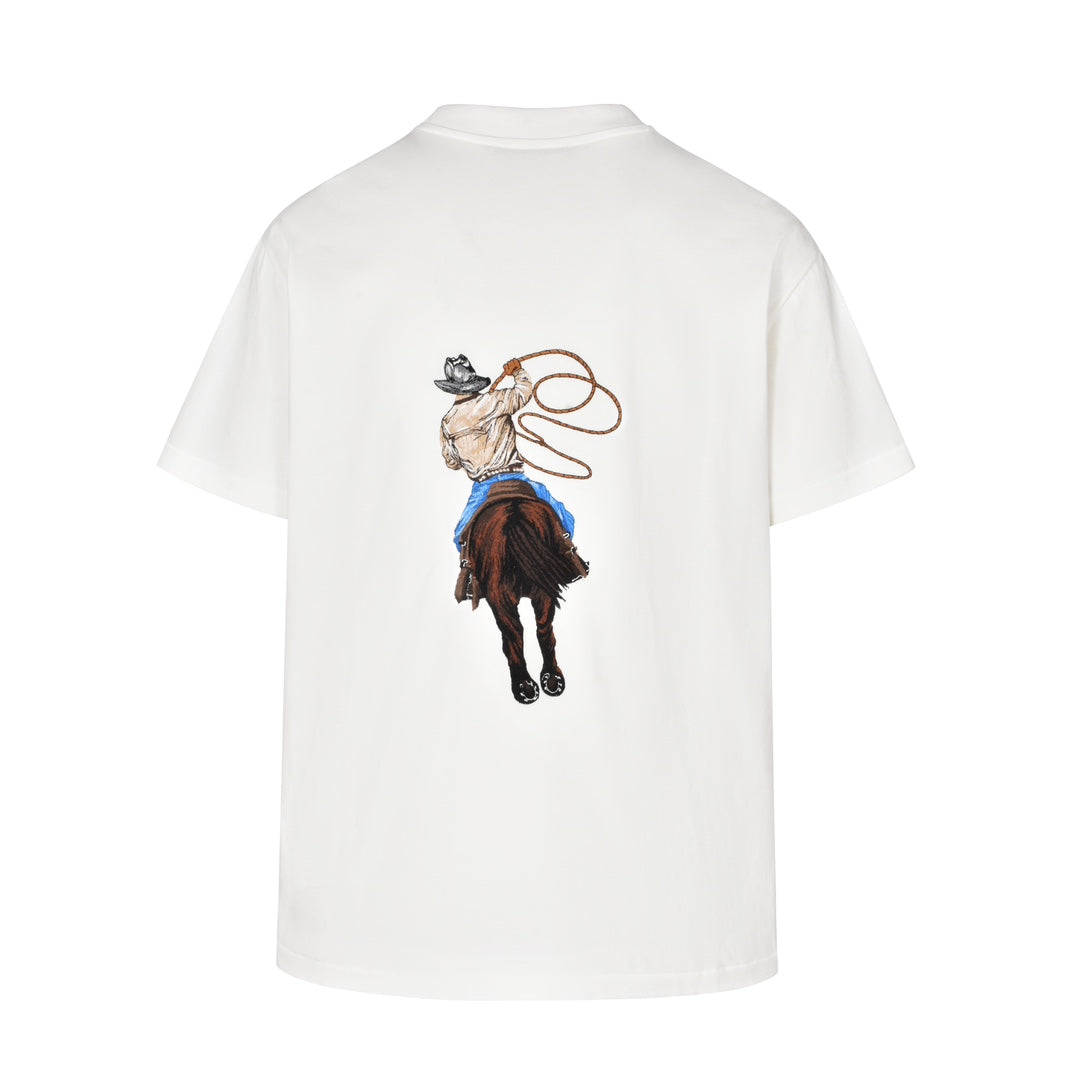25ss Western denim heavy embroidered short sleeves