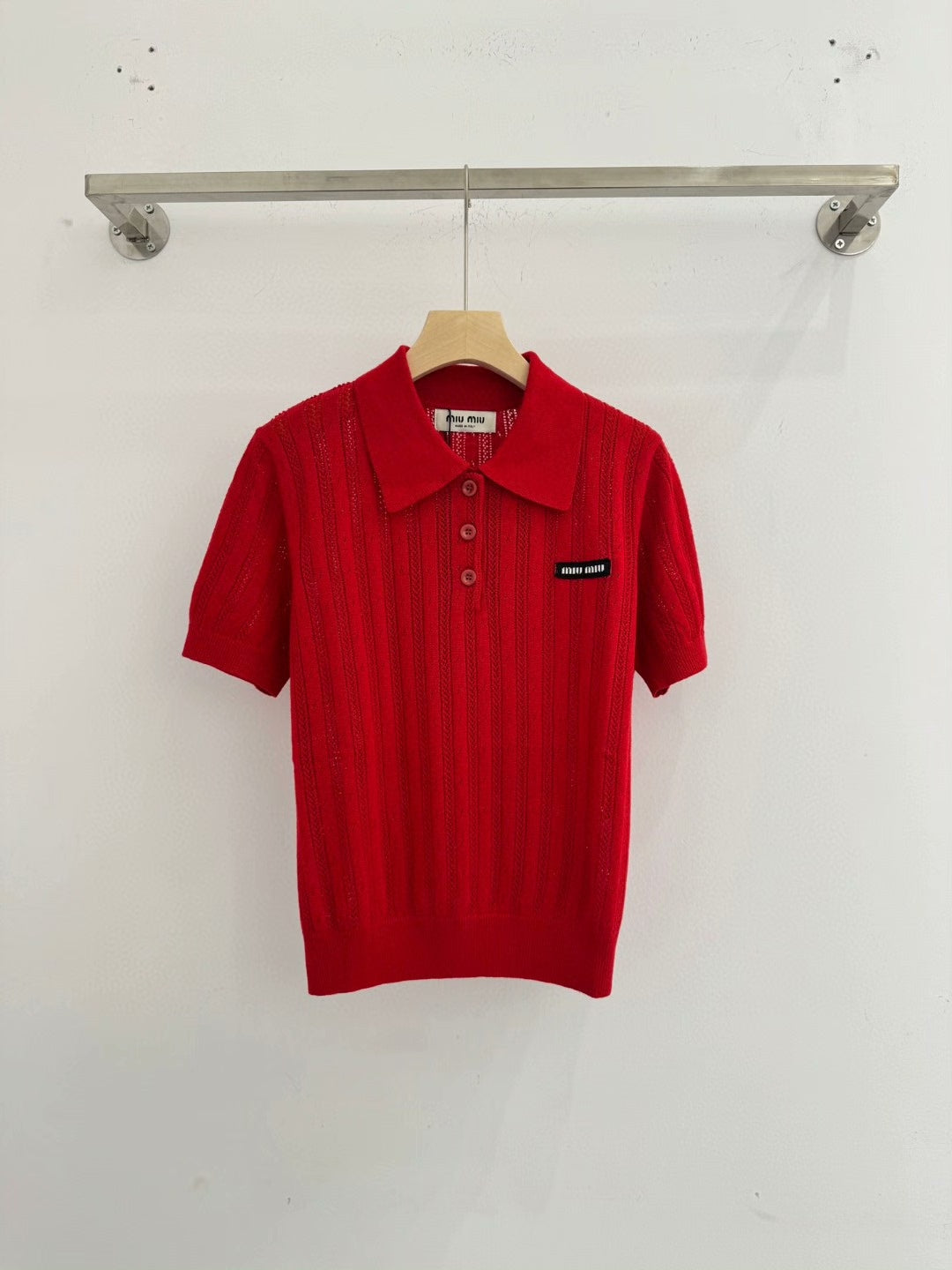 25ssPolo collar knit short sleeve top