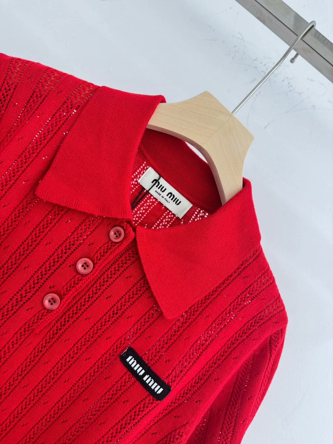 25ssPolo collar knit short sleeve top