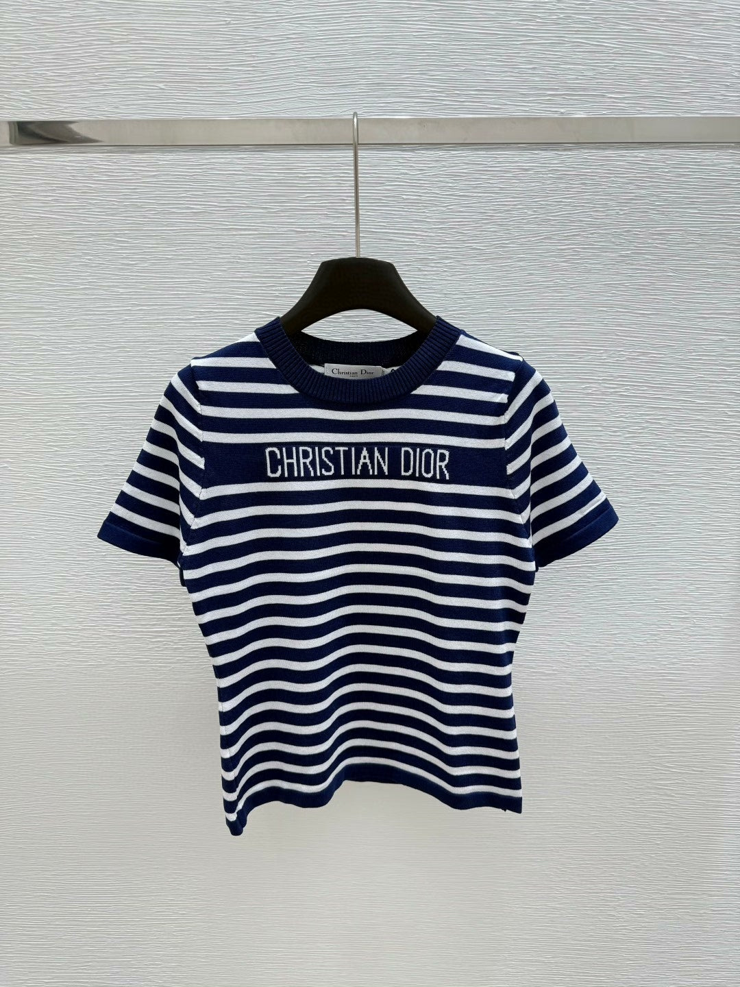25 Summer striped knitted round neck short sleeves