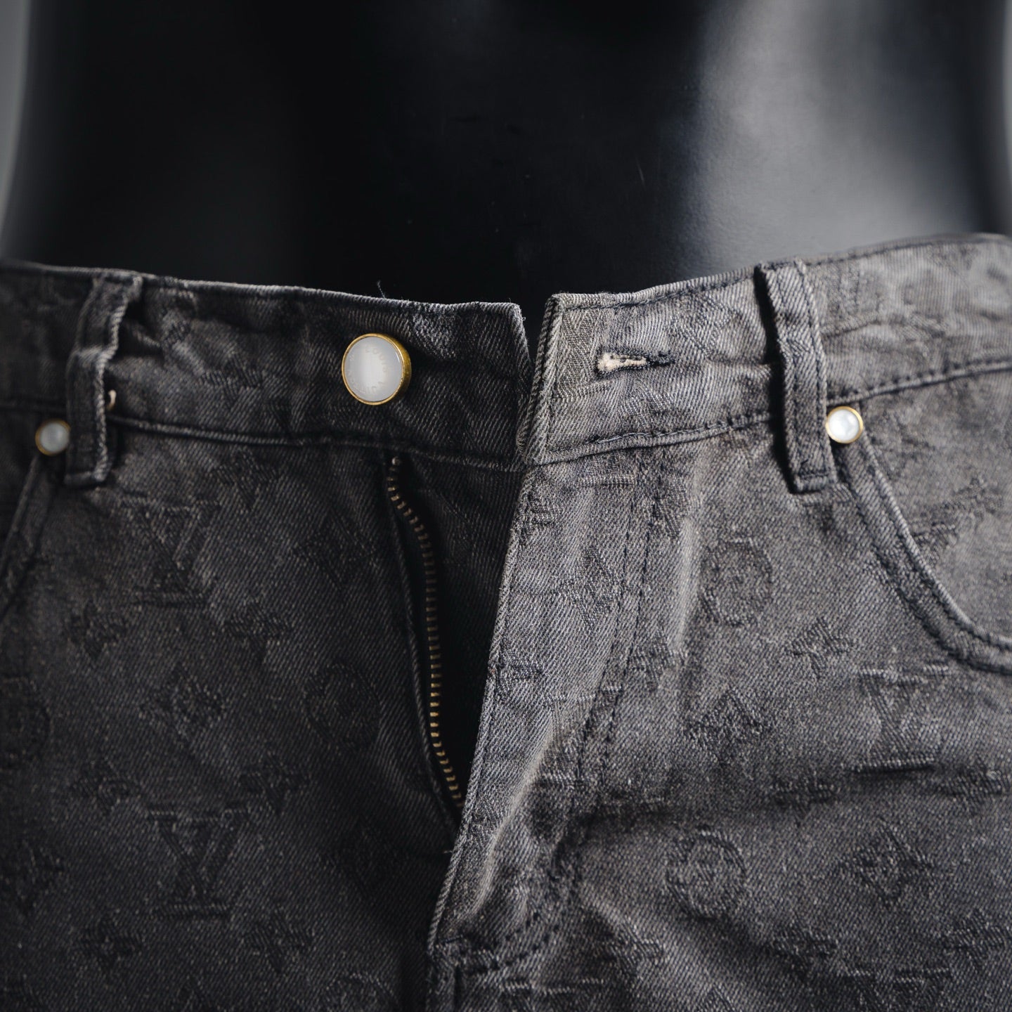 25FW Allover Monogram Gray Jacquard Denim Jacket