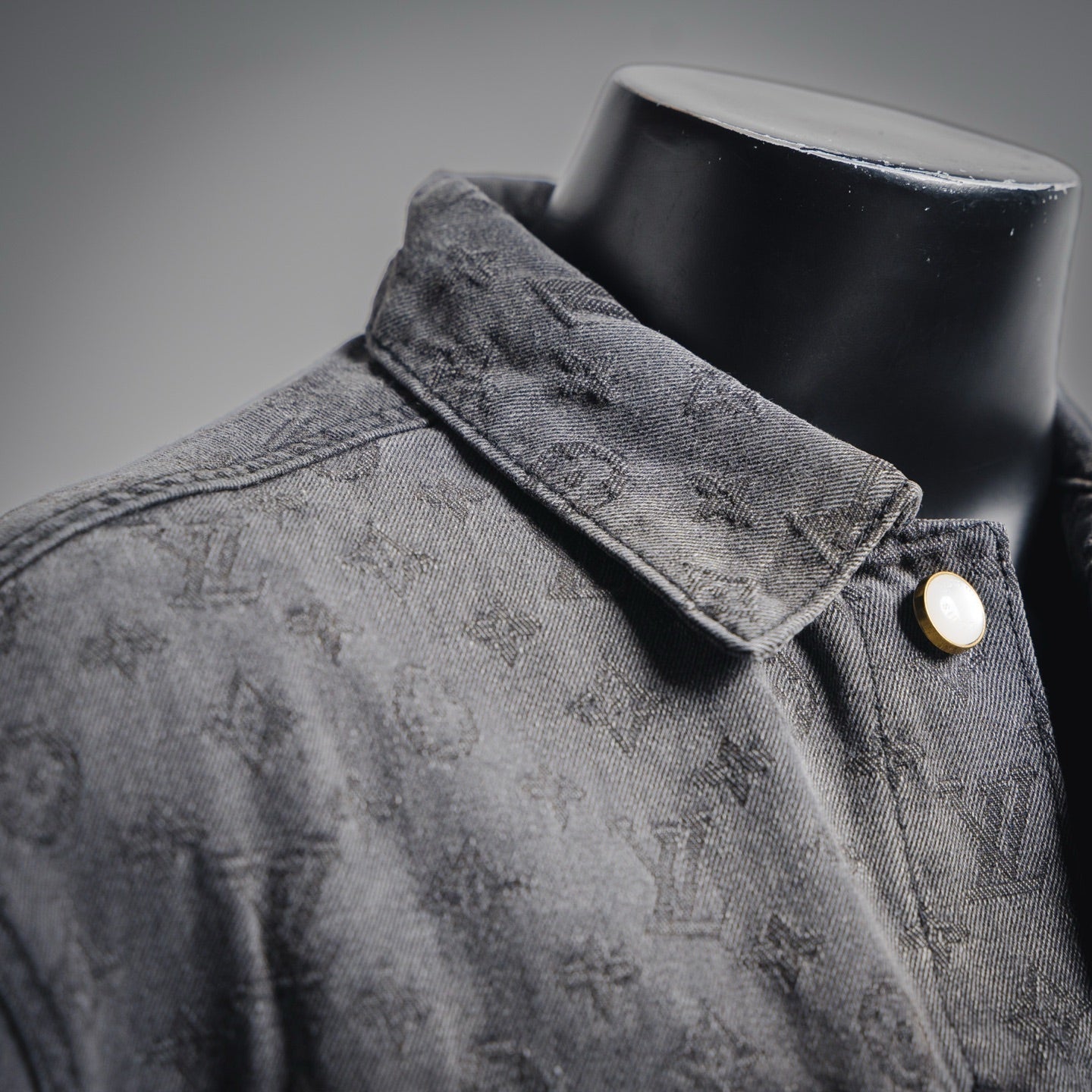 25FW Allover Monogram Gray Jacquard Denim Jacket