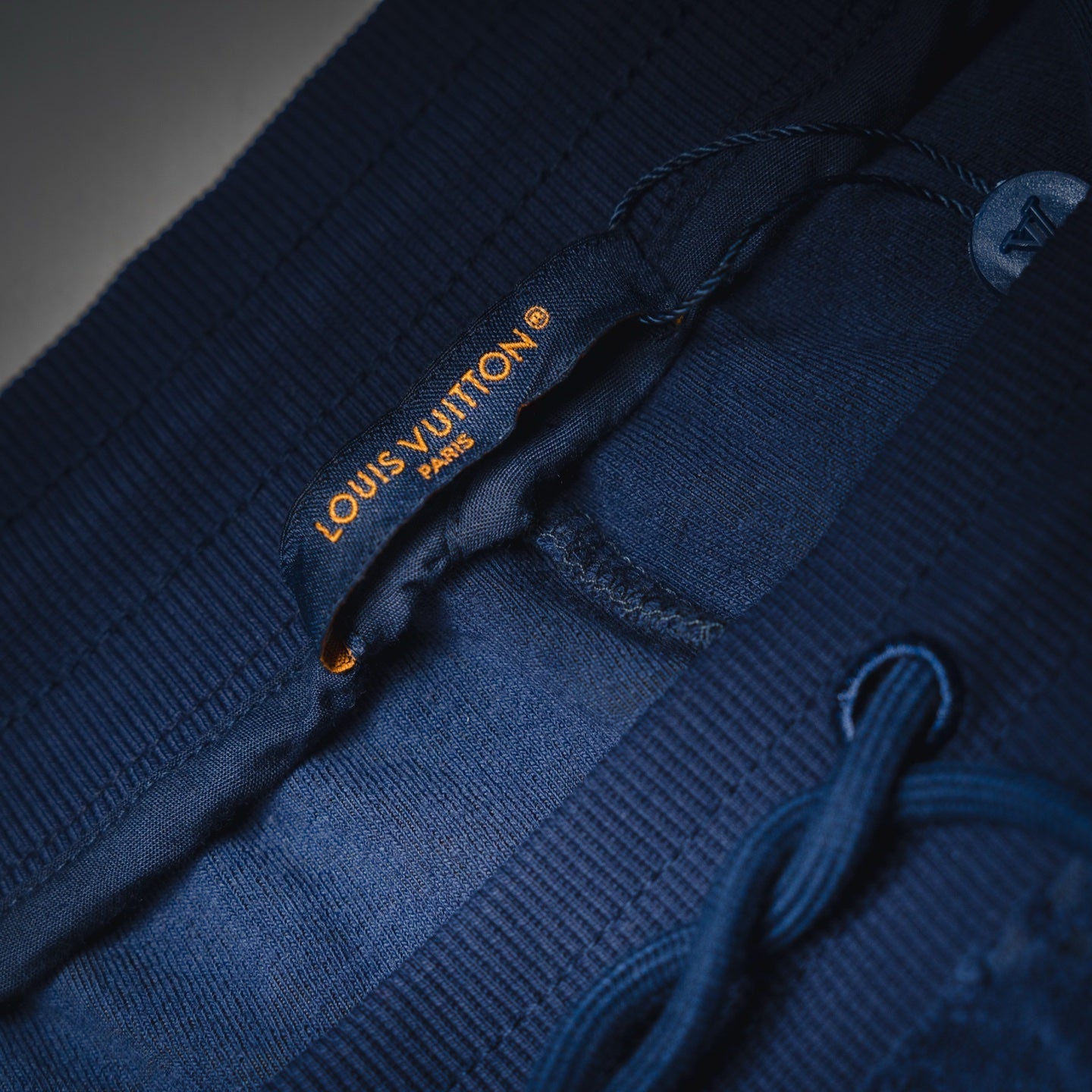 25 Navy blue flocked embossed terry shorts set