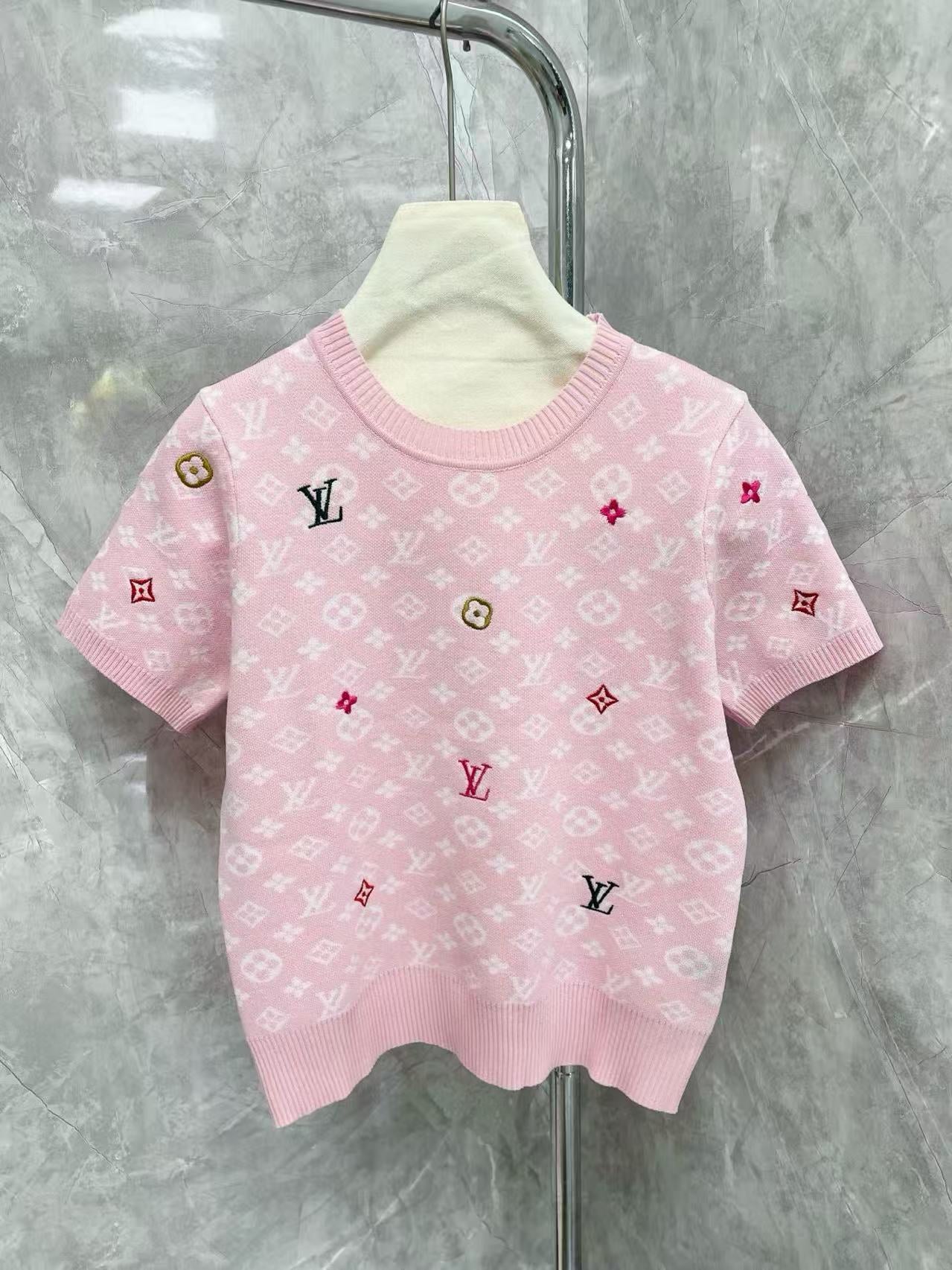 25SS Knitted round neck short sleeved shirt)