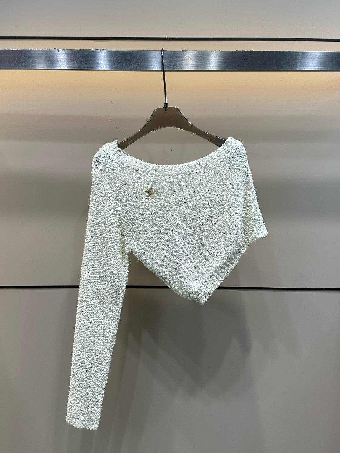 25 Early Autumn New Oblique Shoulder Beaded Blended Yarn Long Sleeve