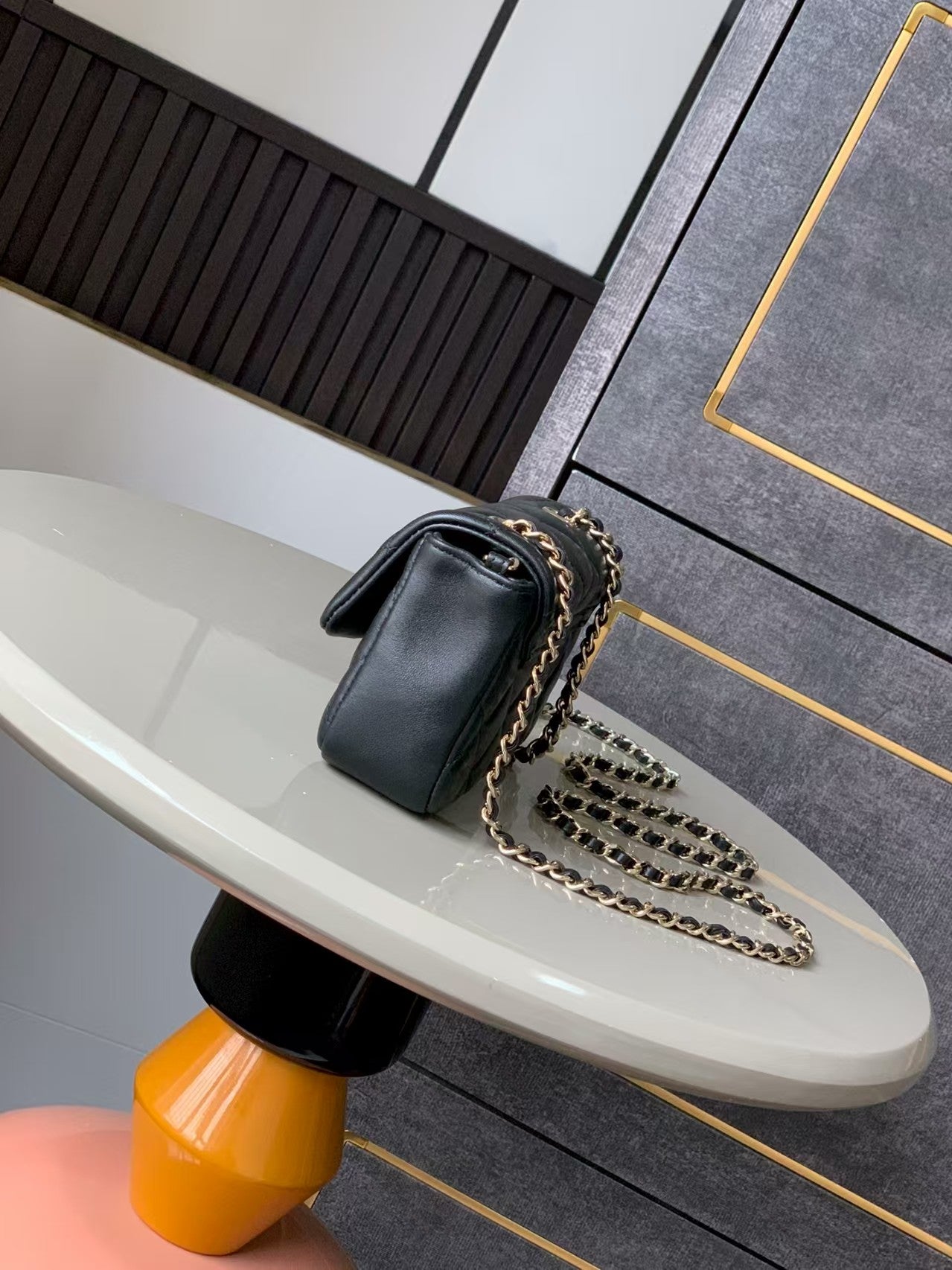 25 Black Trapezoidal Flap Bag