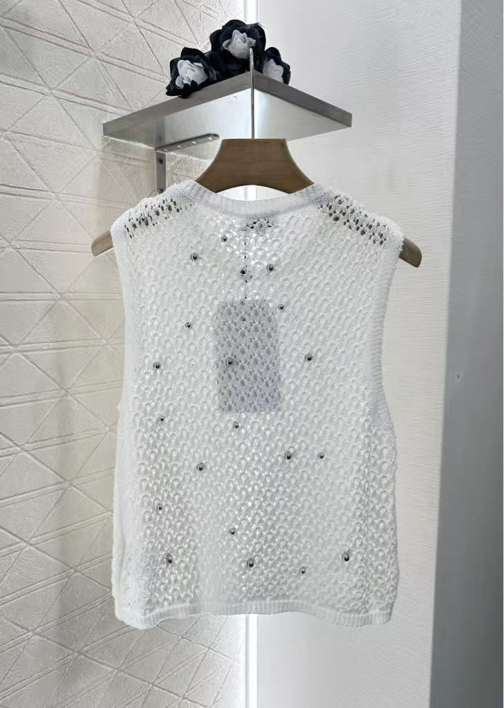 25fw Hollow nail bead knitted vest
