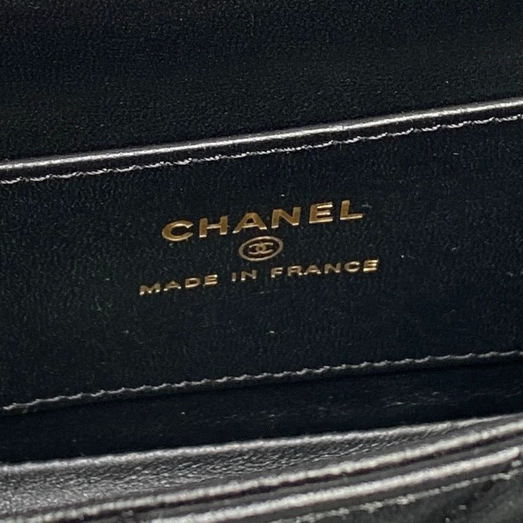 mini black lambskin chain bag