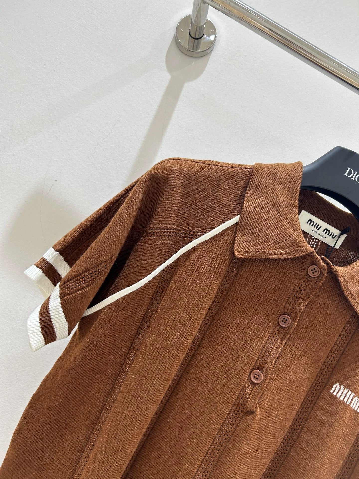 25 Summer new brown lapel knitted short sleeves