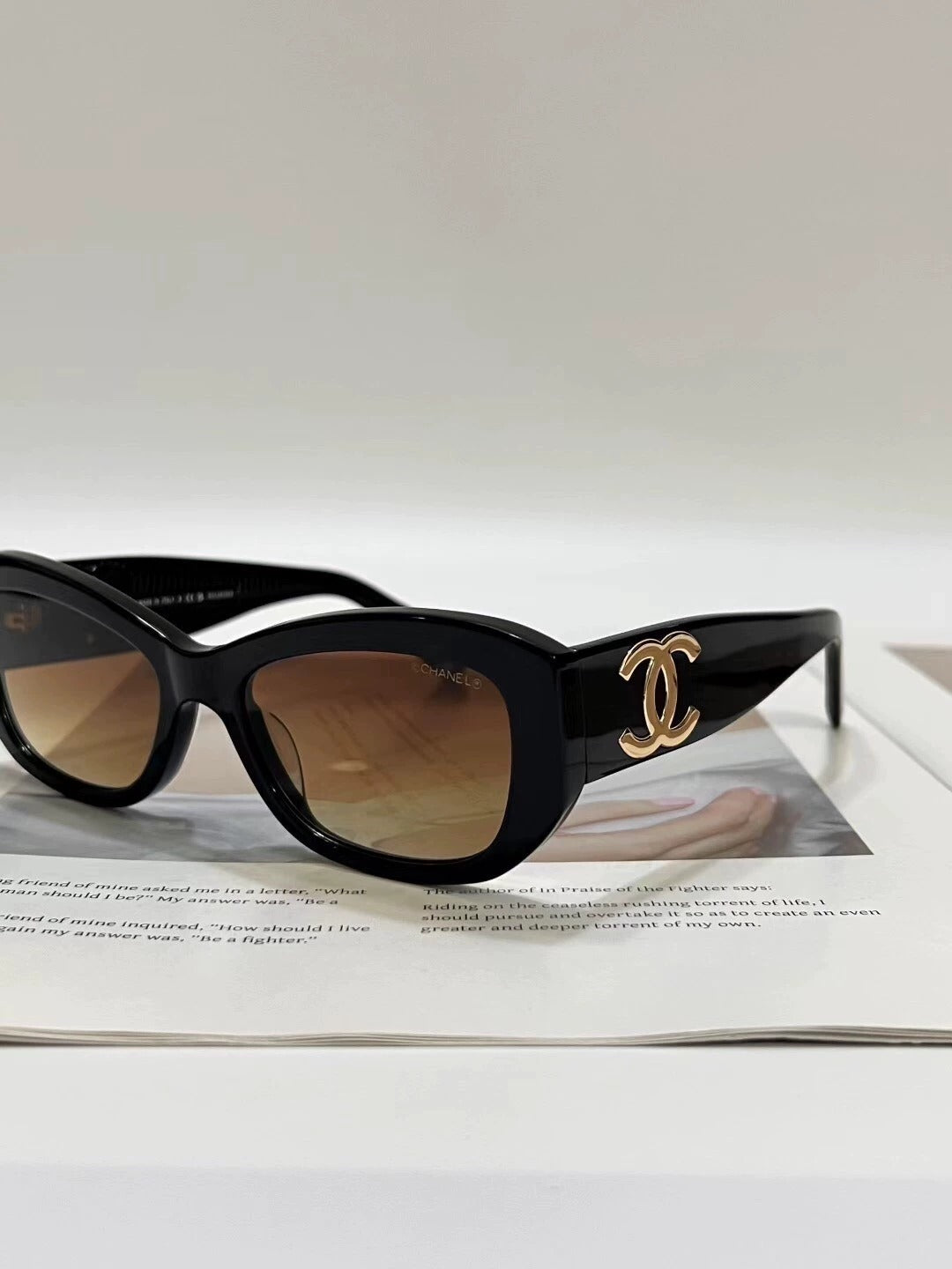 Black brown big C logo sunglasses