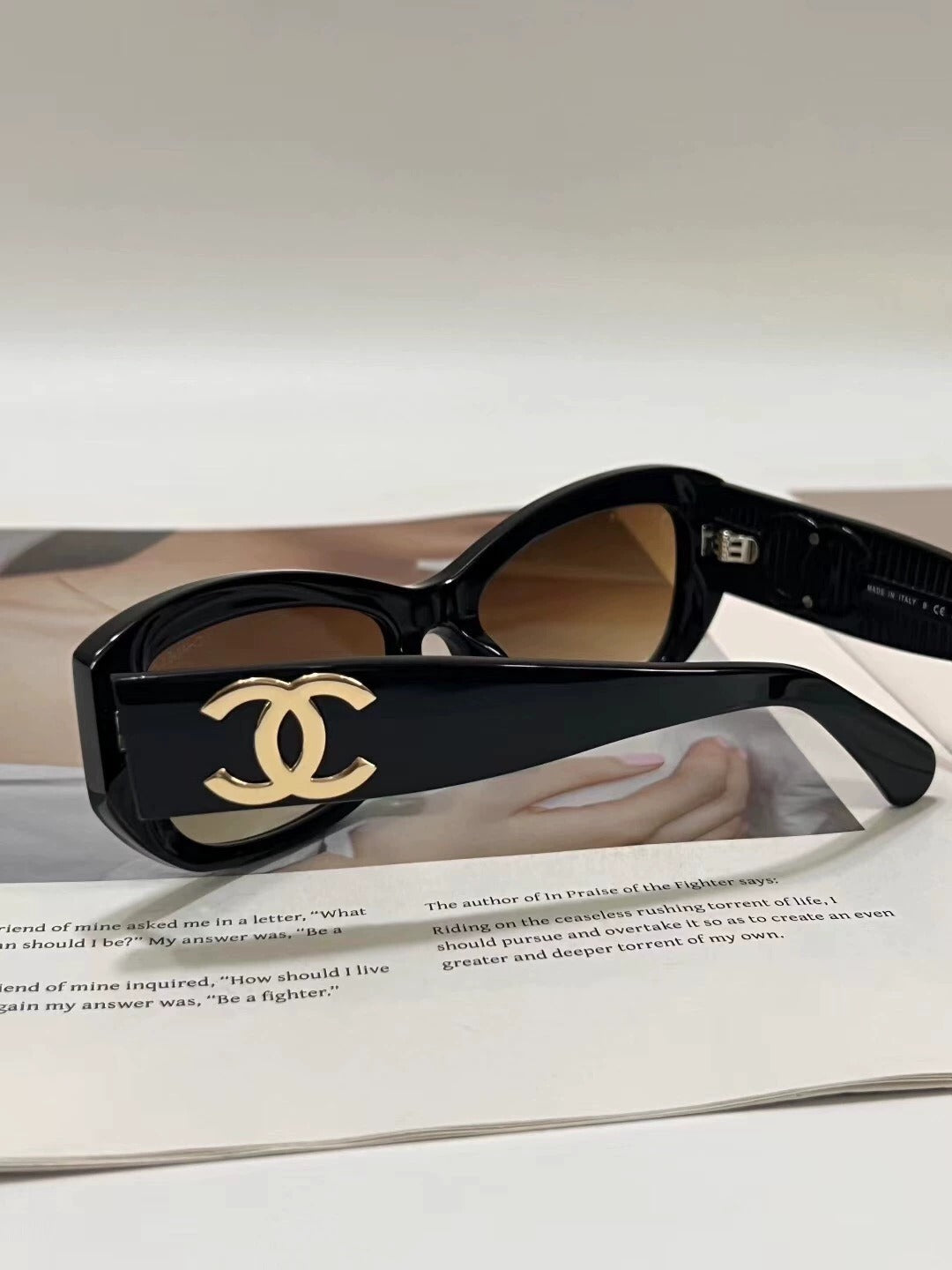 Black brown big C logo sunglasses