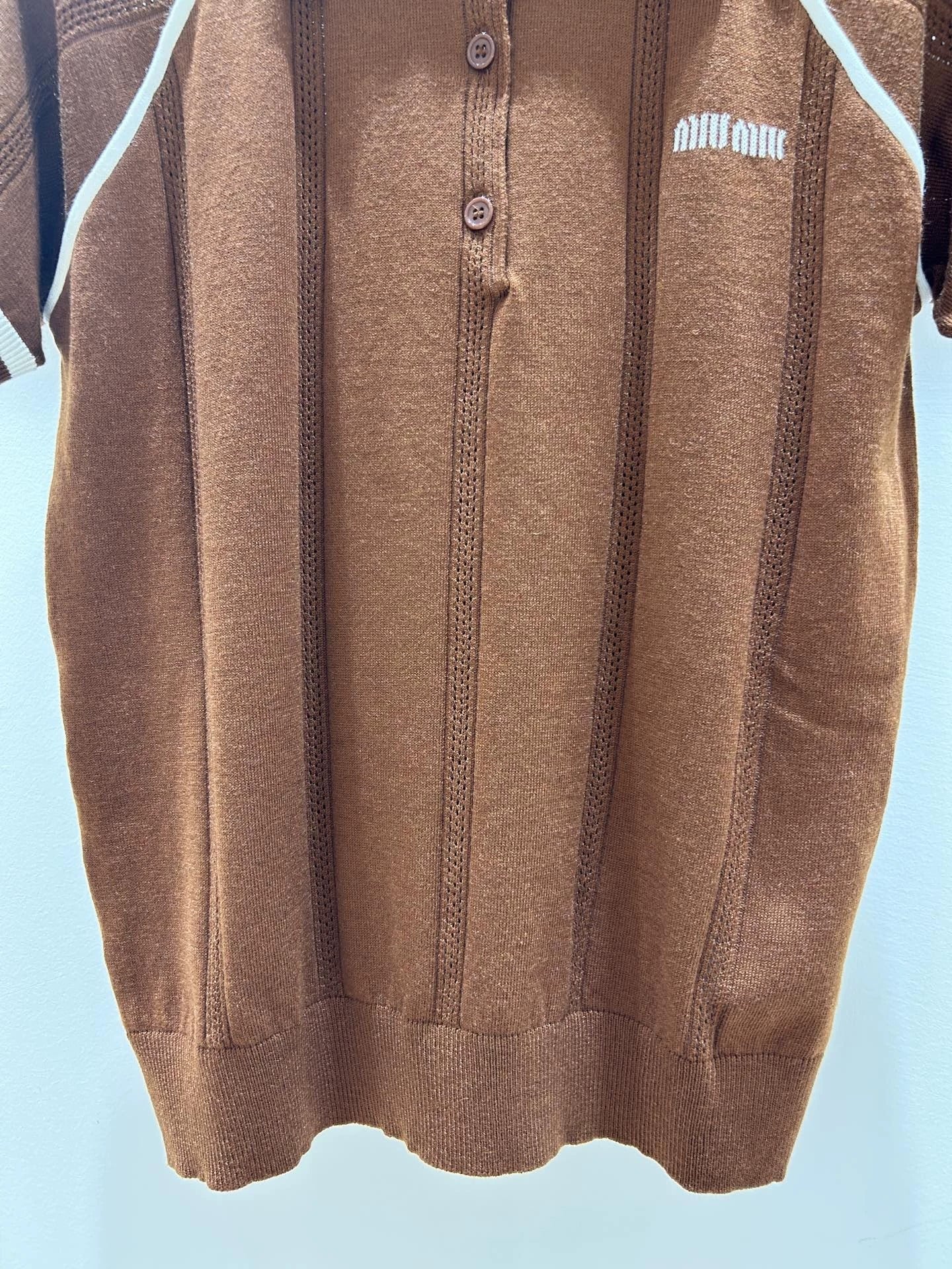 25 Summer new brown lapel knitted short sleeves