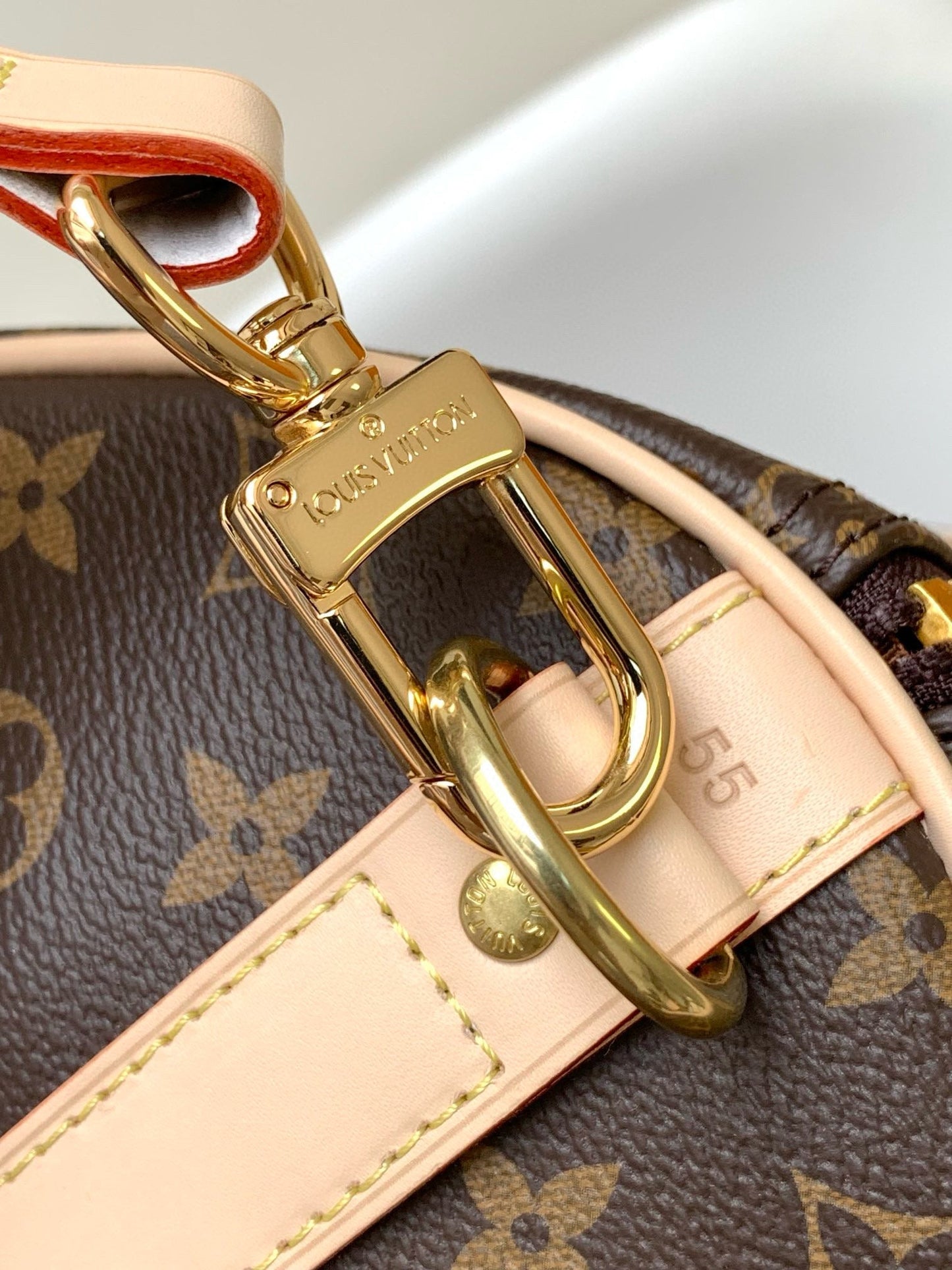 Keepall Bandouliere 55 Monogram Canvas Brown Gold Hardware