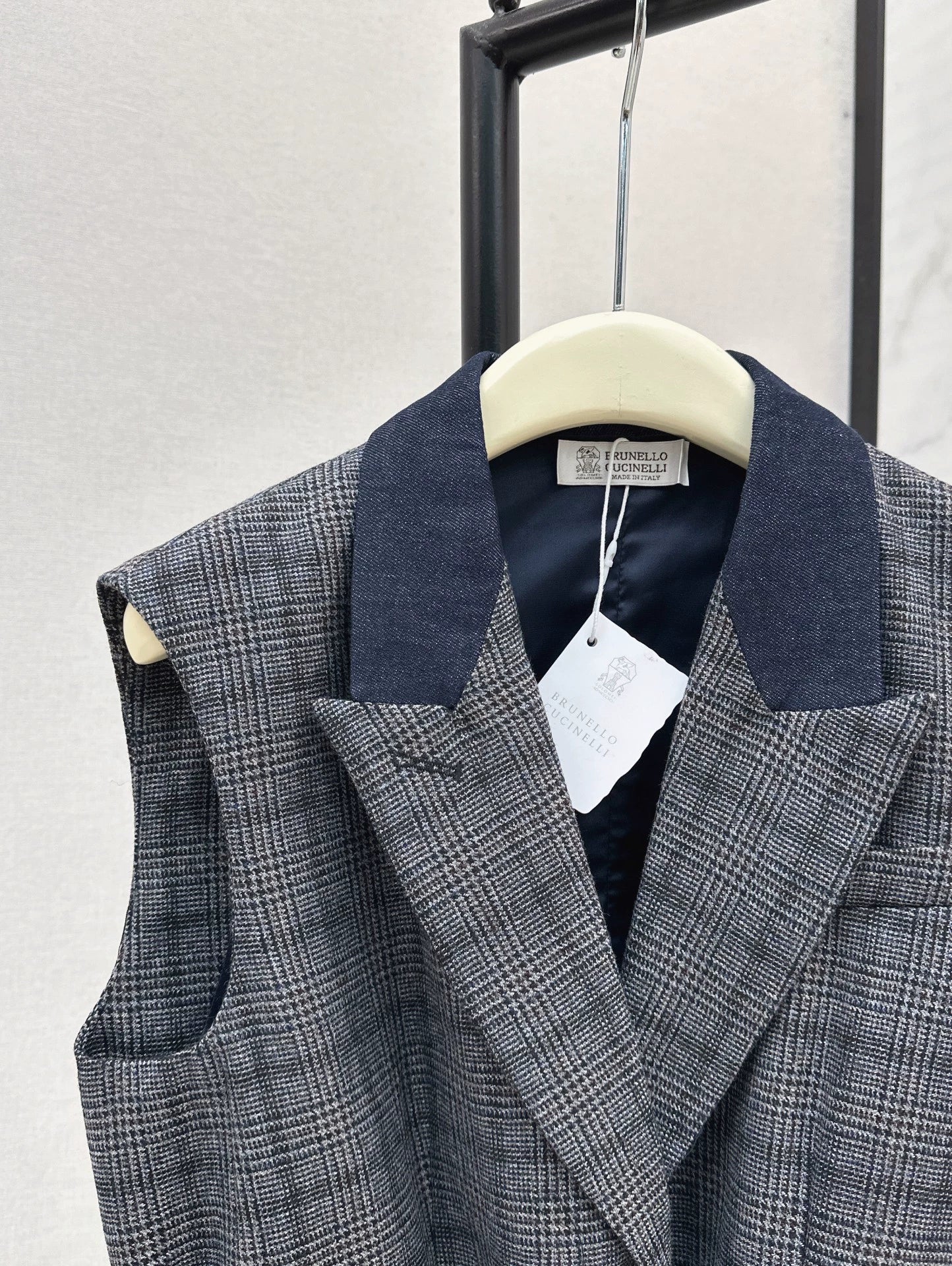 25fw Blue plaid suit vest