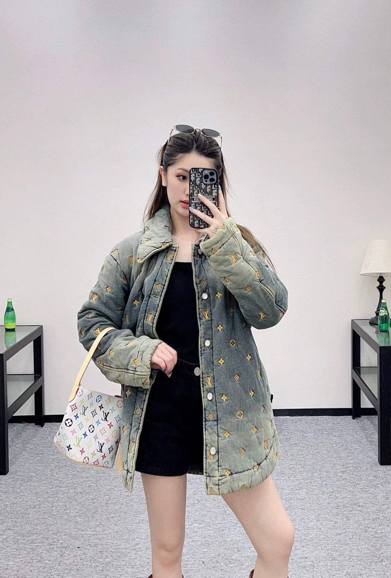L 25 jacquard padded denim jacket