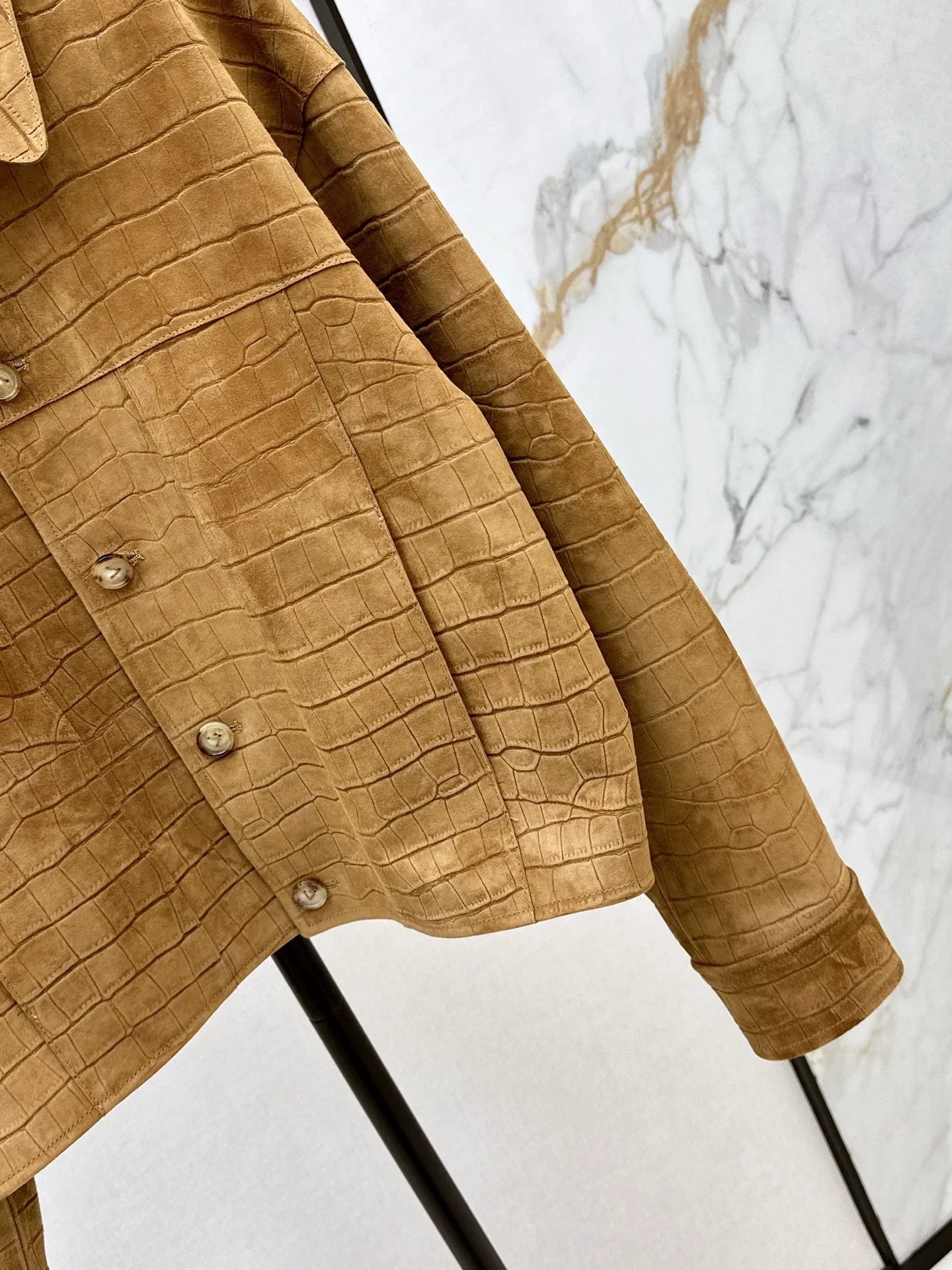 25fw Crocodile patterned suede collar jacket