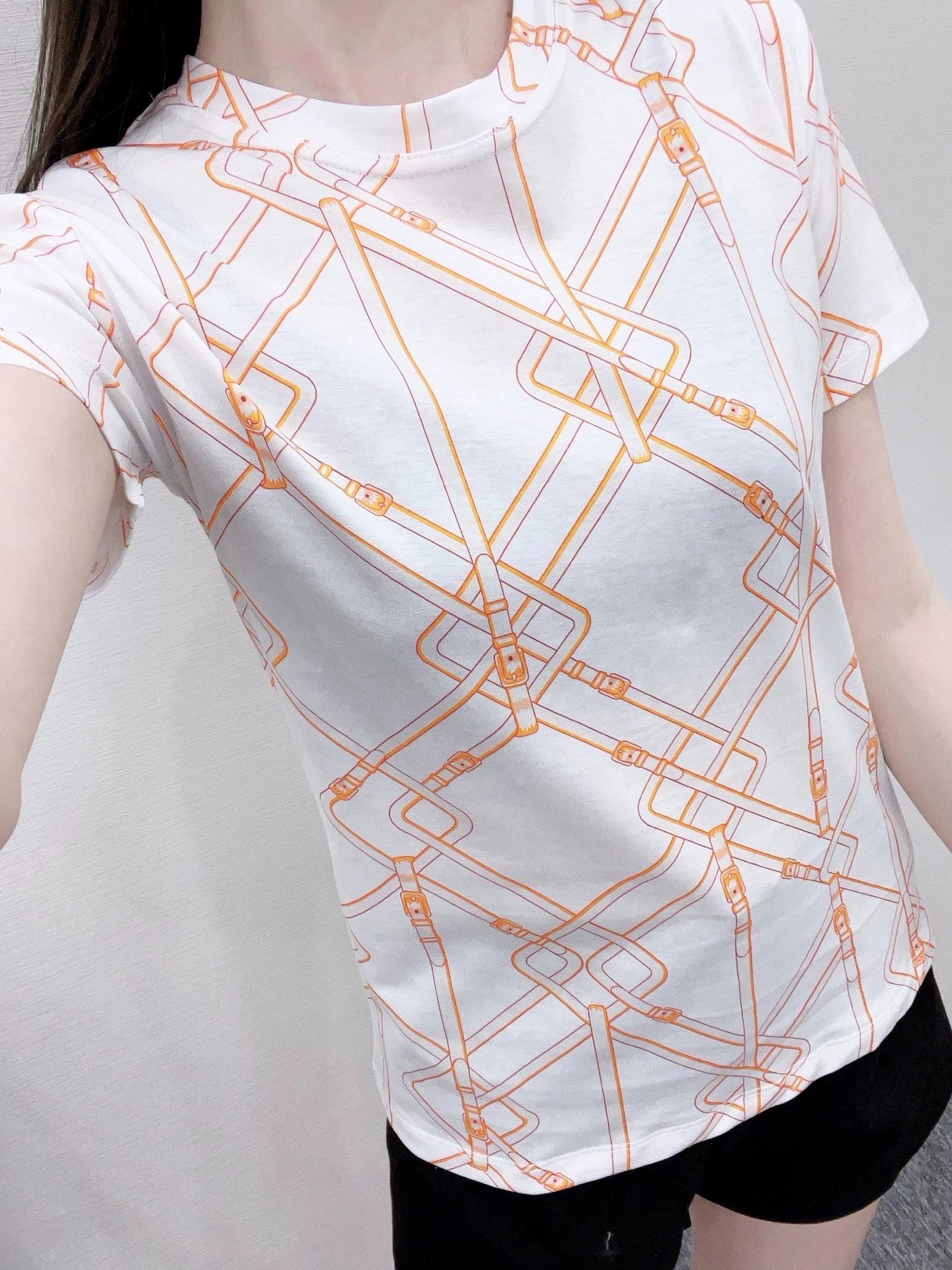 25fw Chain buckle printed T-shirt)
