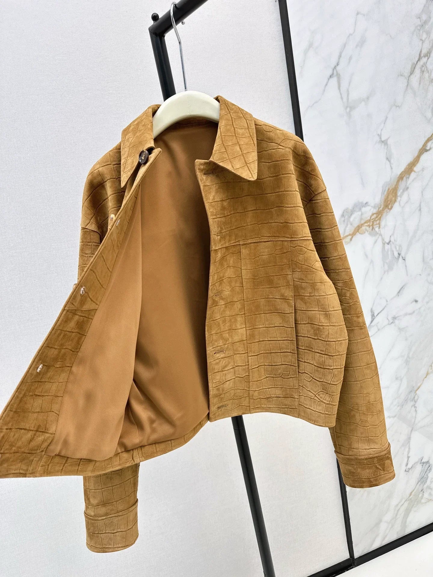25fw Crocodile patterned suede collar jacket