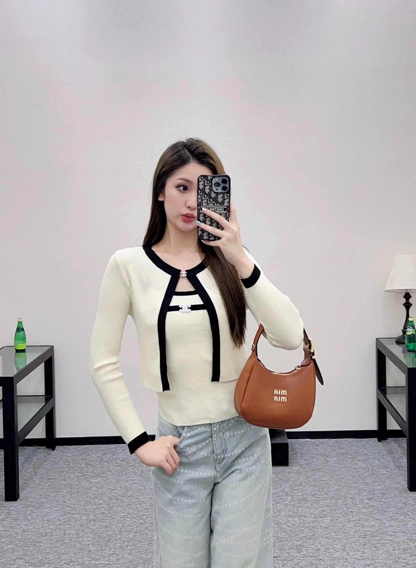 25fw Strap knit cardigan