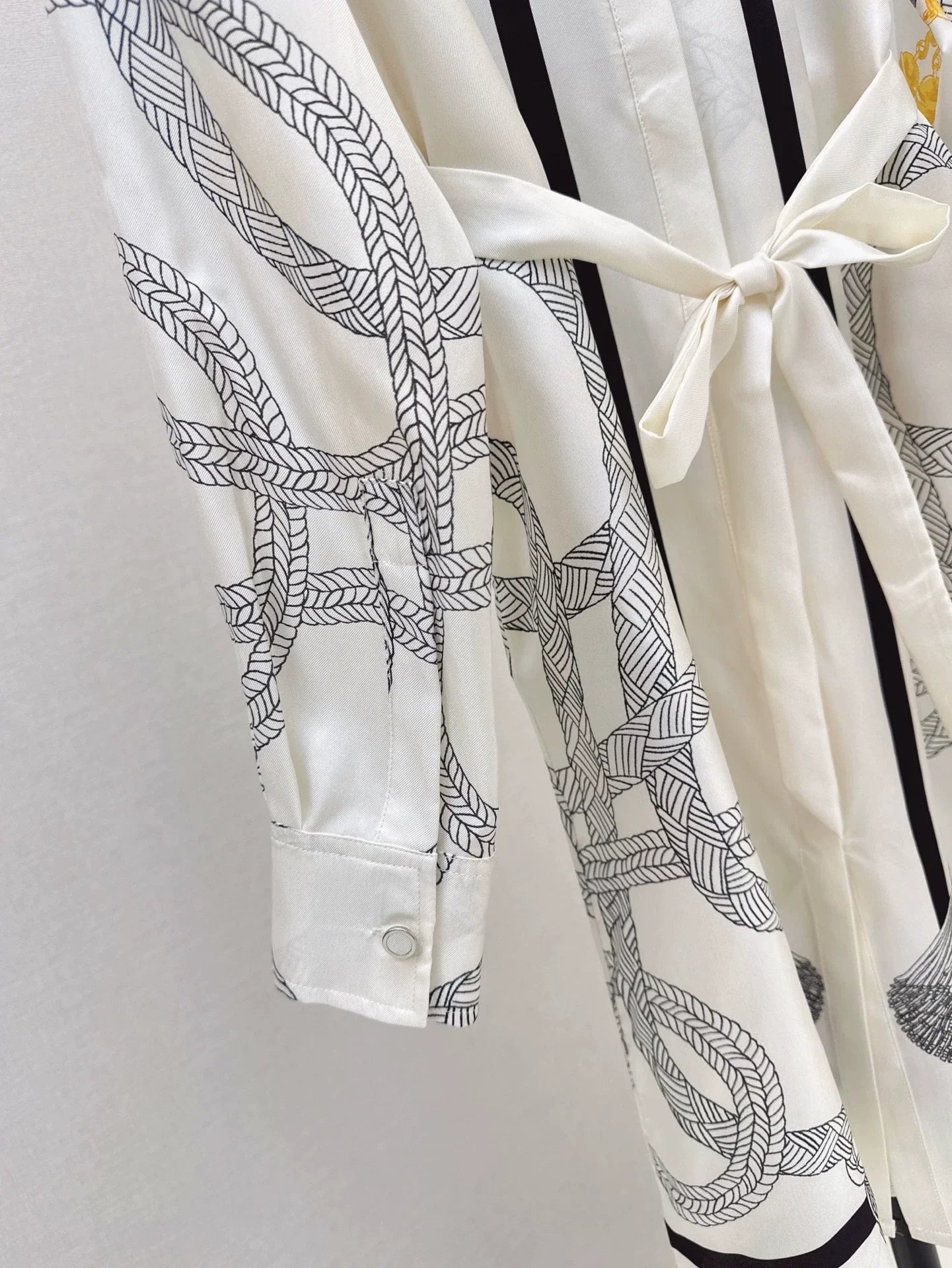 25fw Pattern positioning printed shirt collar dress