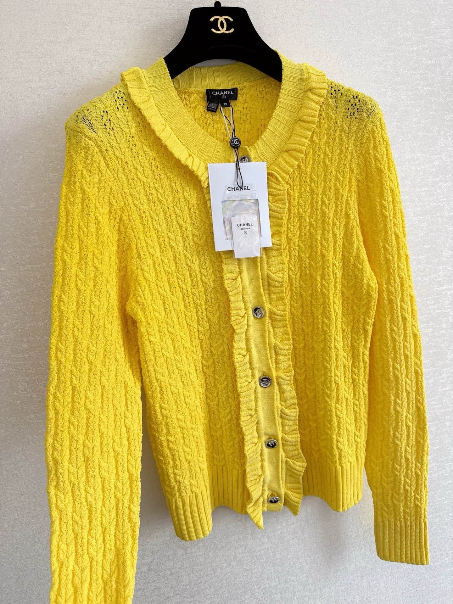 25Ss Early Spring New Pleated Lace Knitted Cardigan