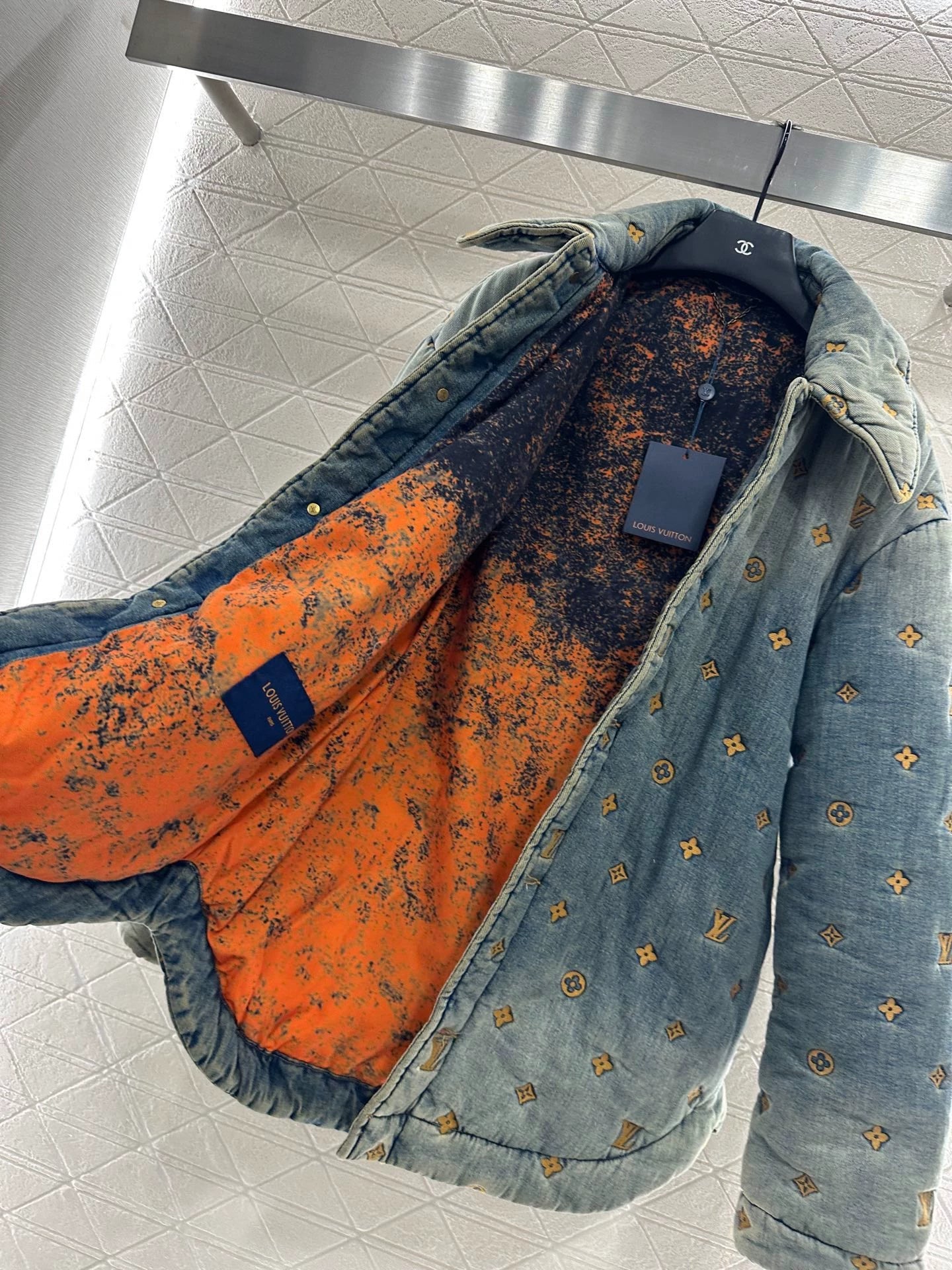 L 25 jacquard padded denim jacket